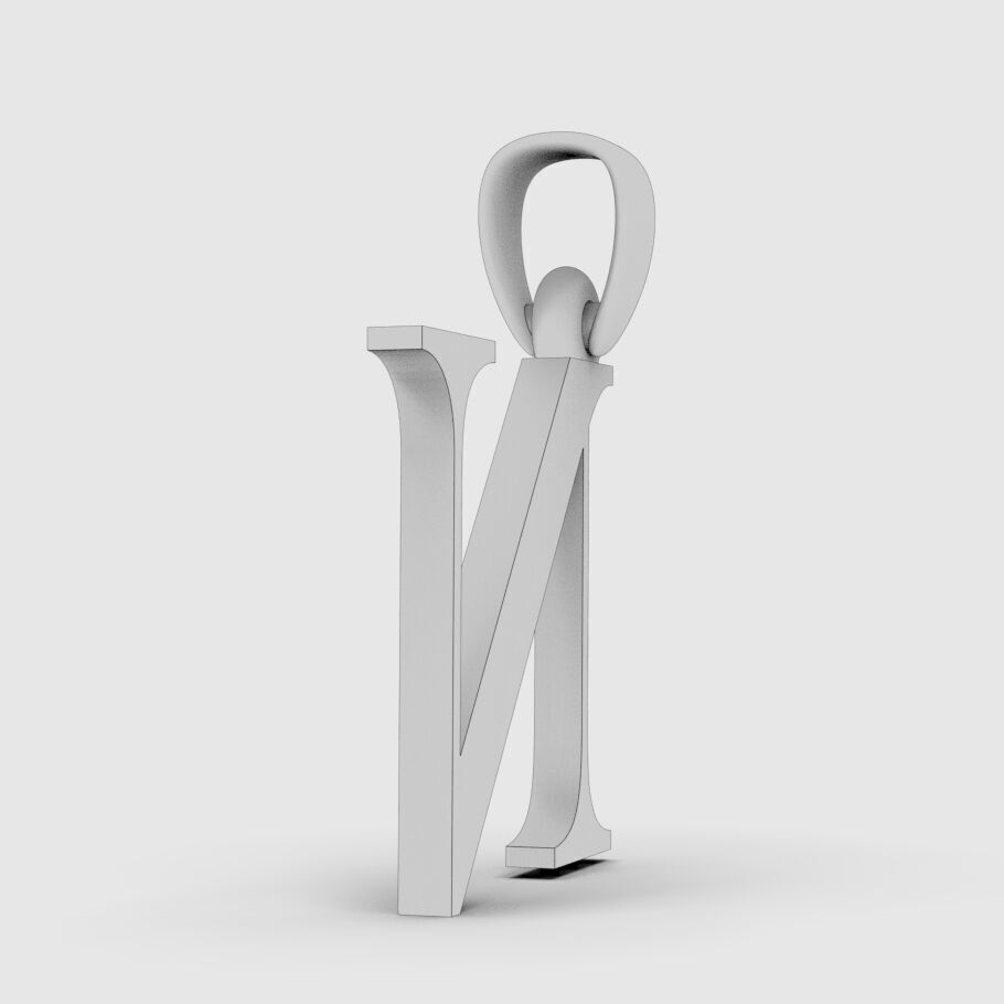 Alphabet Latin N 3D print model_14