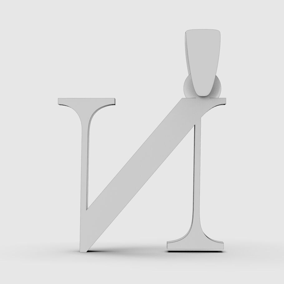 Alphabet Latin N 3D print model_15
