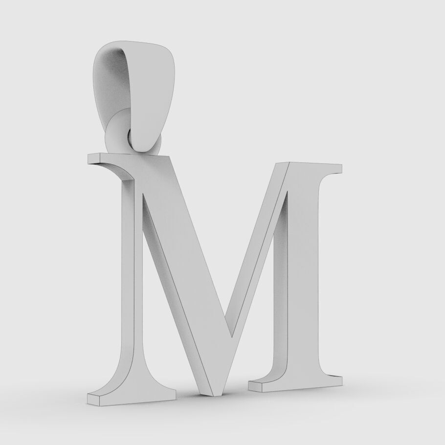 Alphabet Latin M 3D print model_16