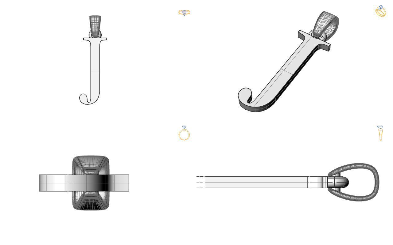 Alphabet Latin J 3D print model_2