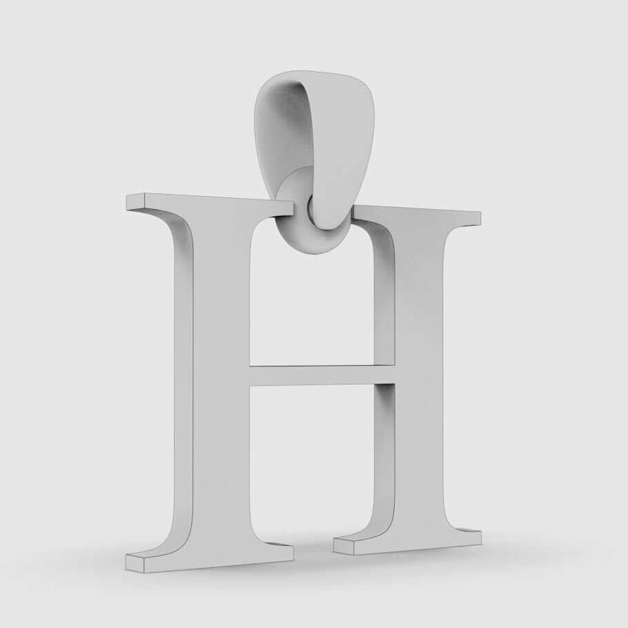 Alphabet Latin H 3D print model_14
