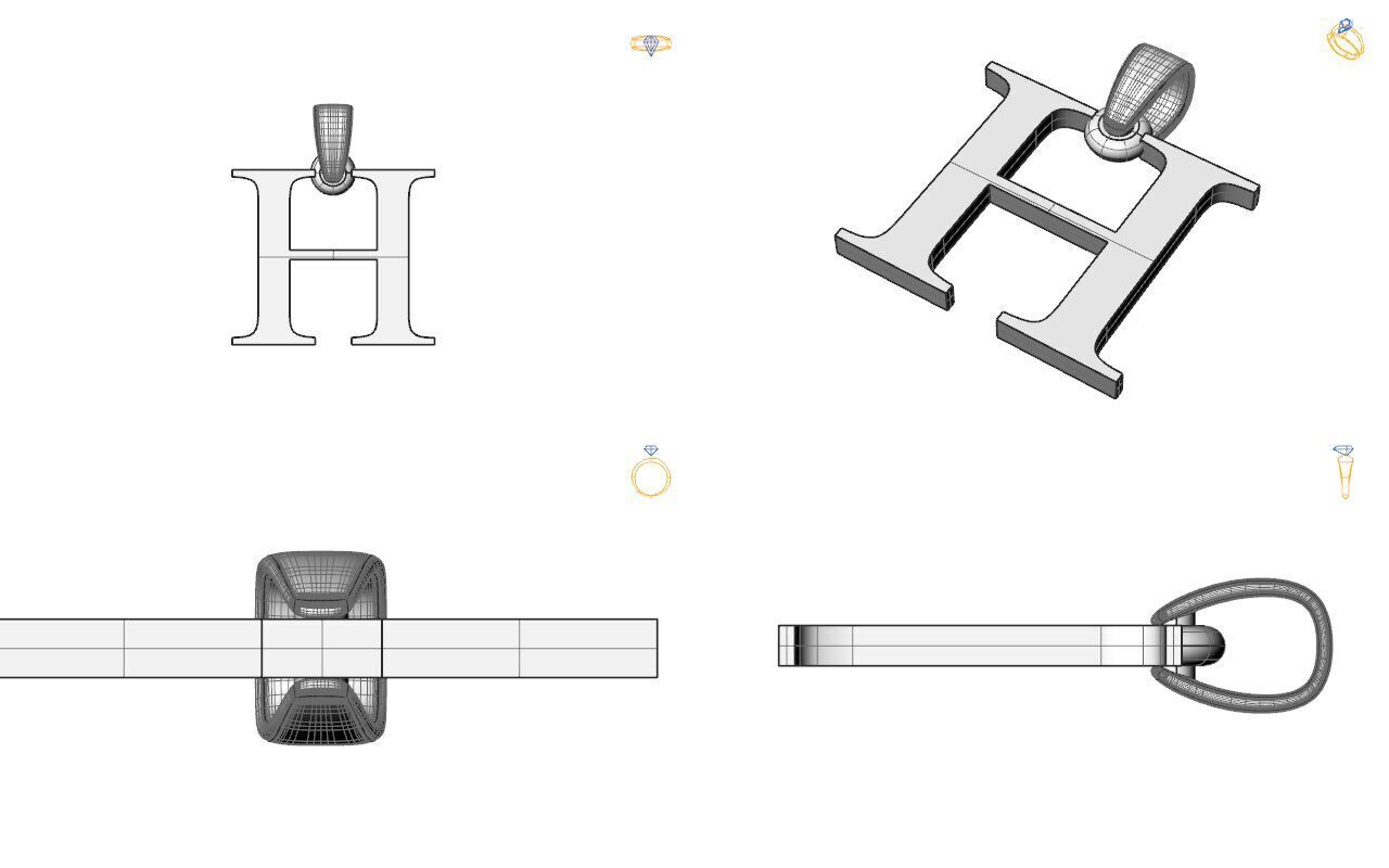 Alphabet Latin H 3D print model_2
