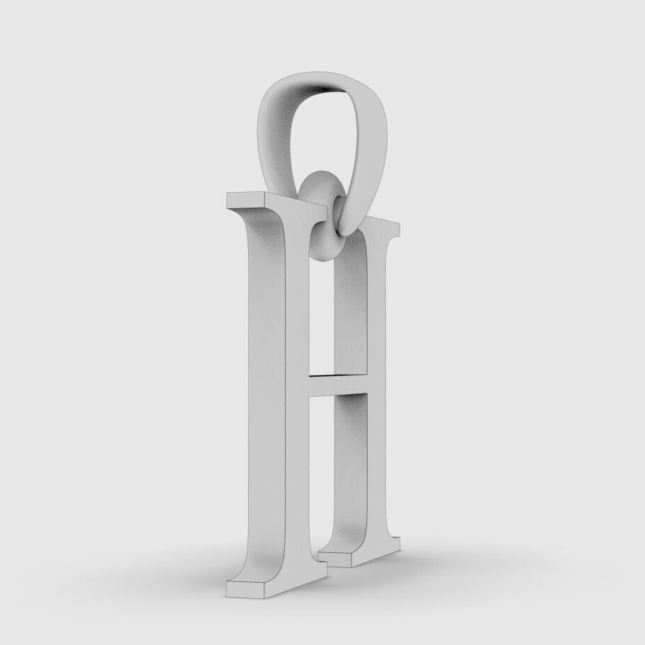 Alphabet Latin H 3D print model_16