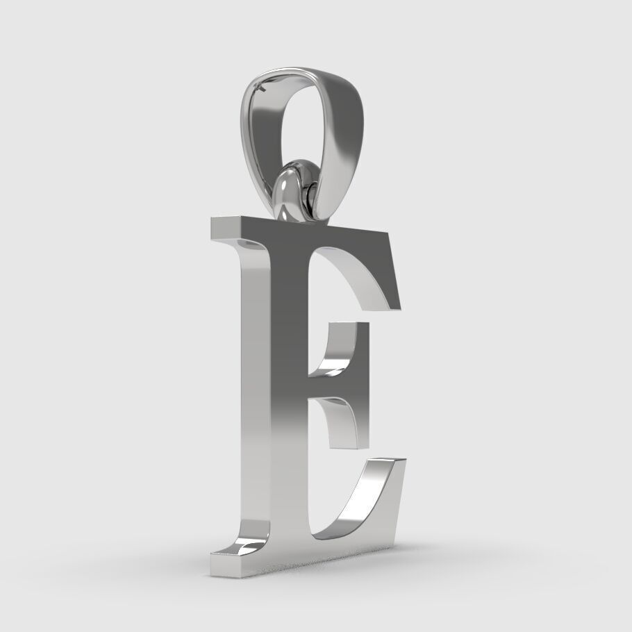 Alphabet Latin E 3D print model_9