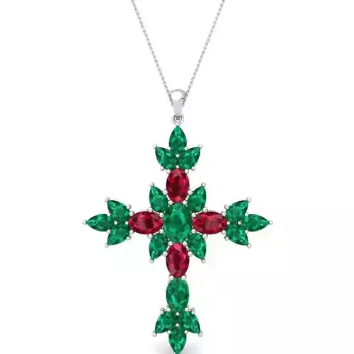 Cross Gems Stone Pendent 3d Model and Render 36 3D print model