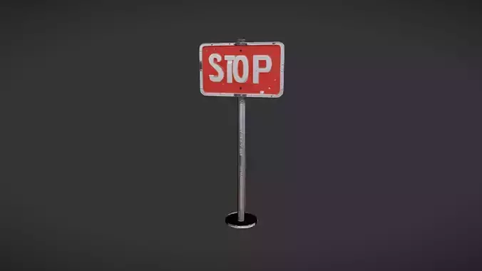 Red stop sign on a pole