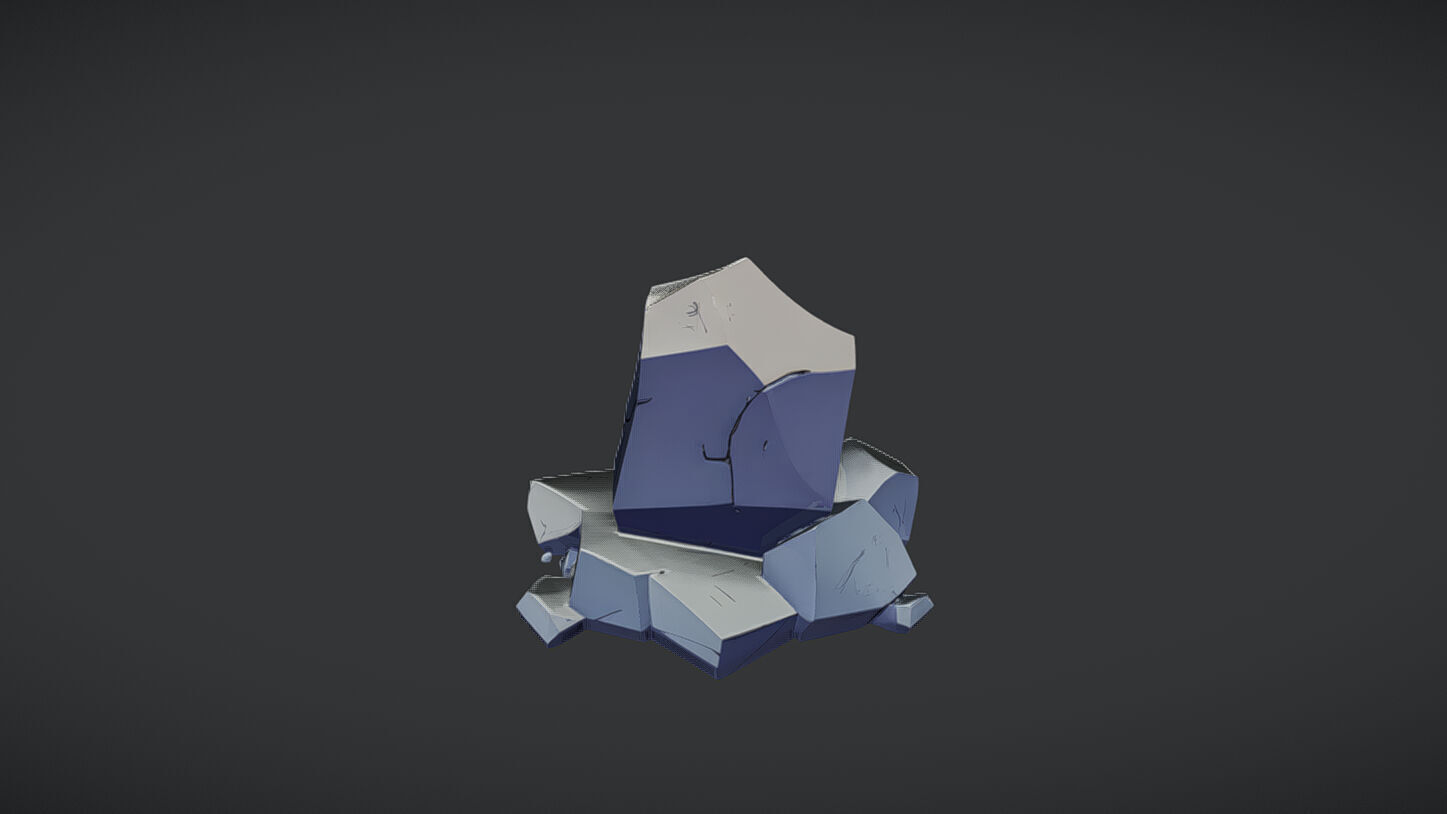 Pile of cracked rocks 3D model_4