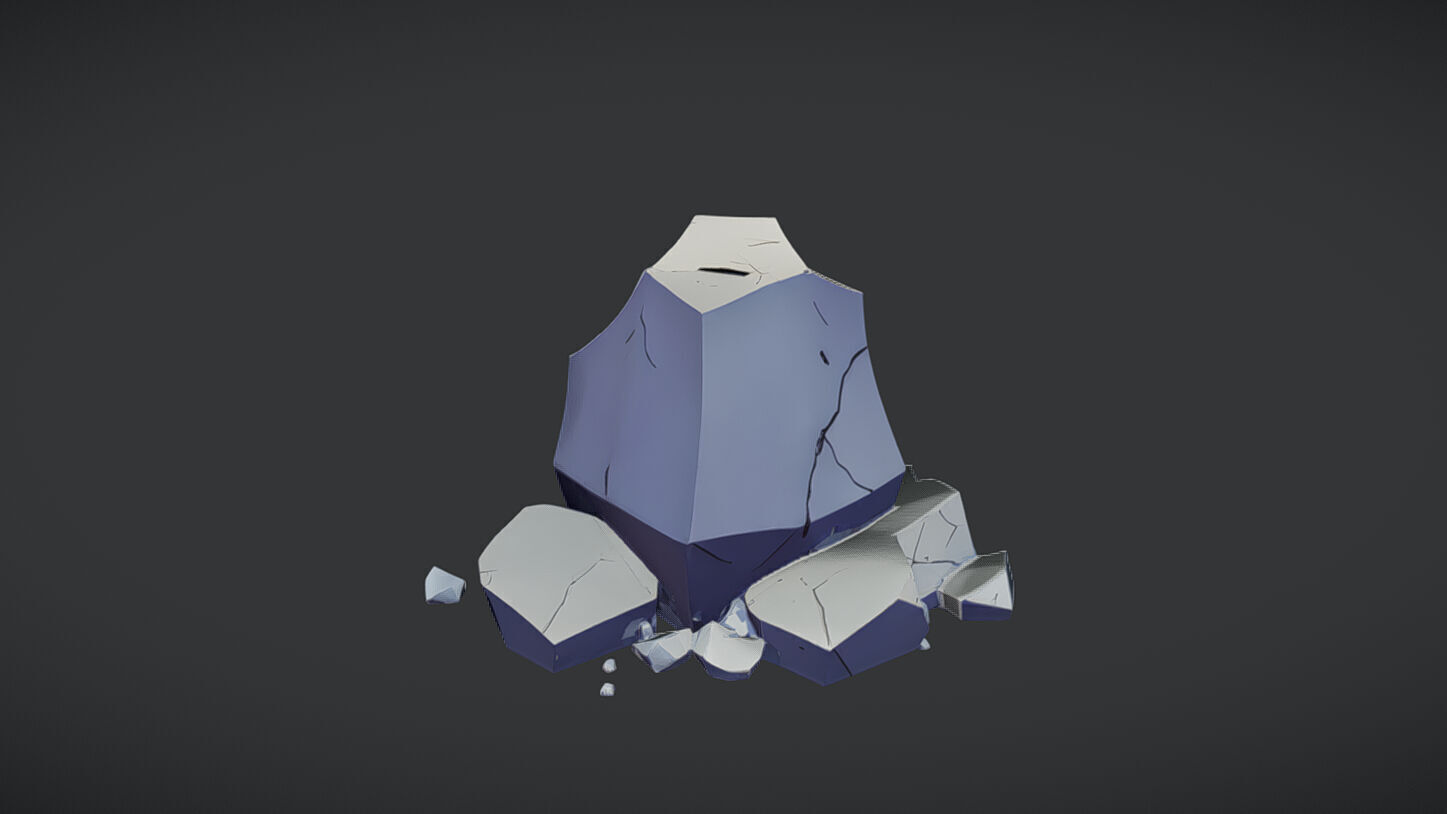 Pile of cracked rocks 3D model_1