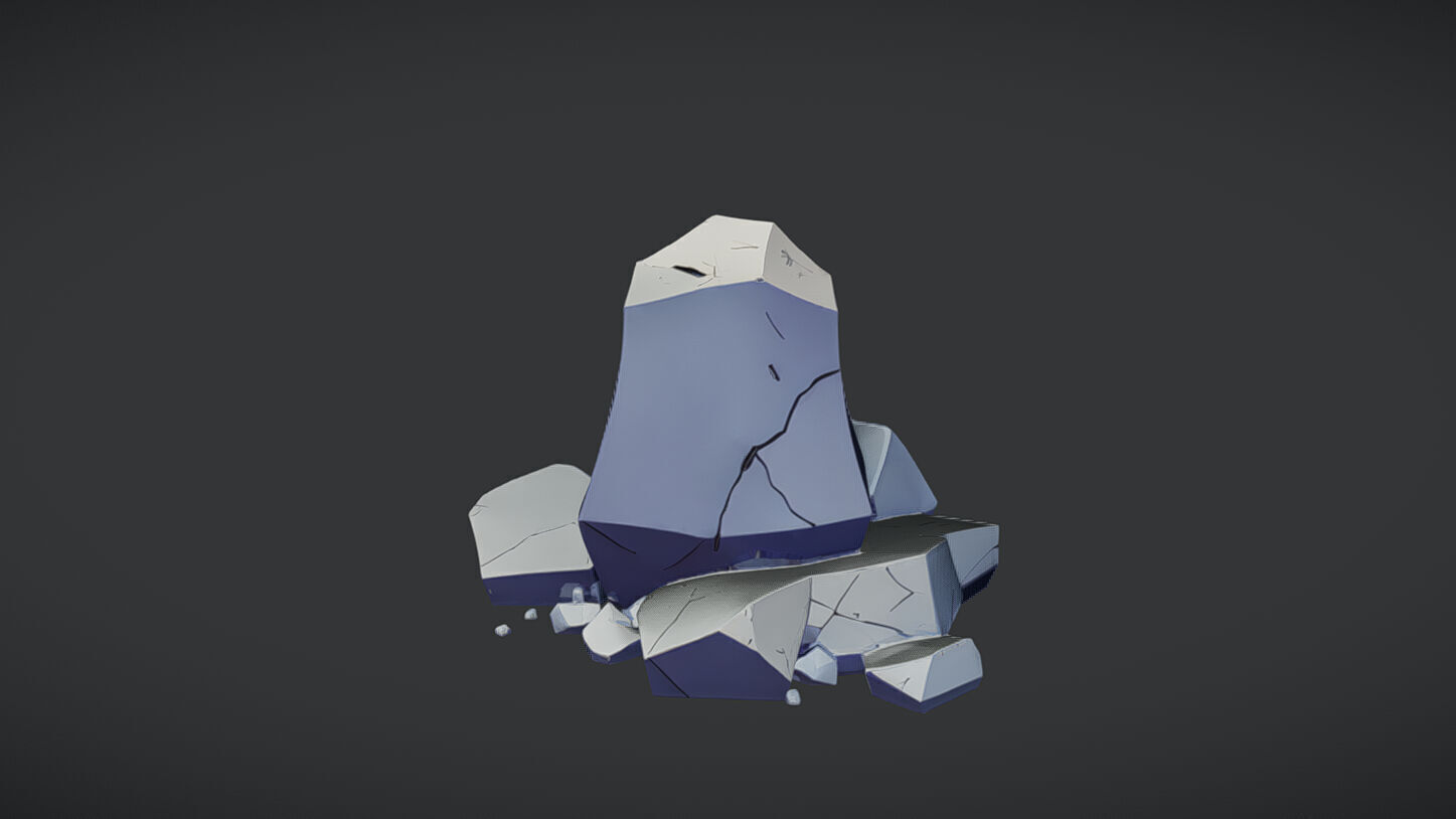 Pile of cracked rocks 3D model_2