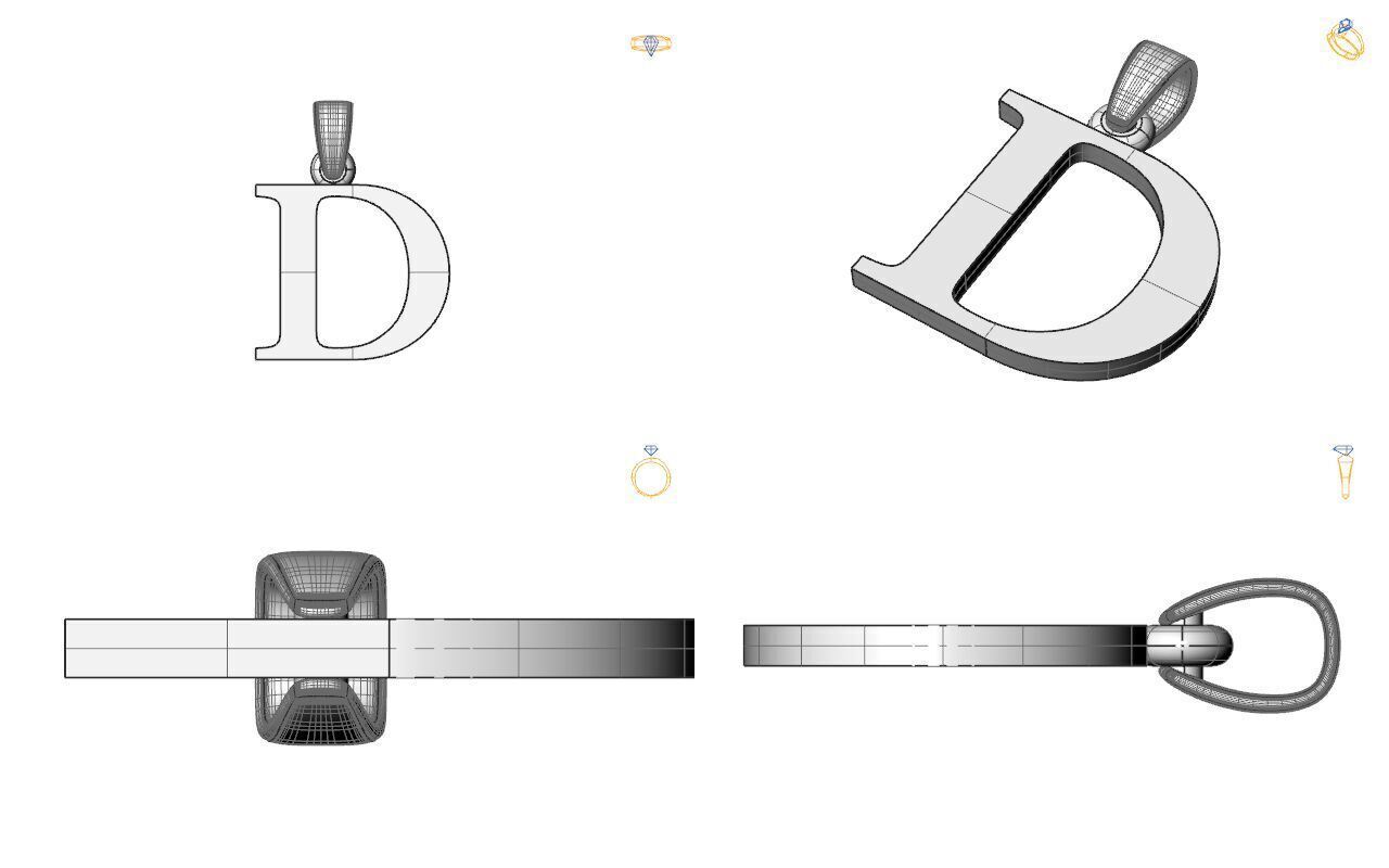 Alphabet Latin D 3D print model_2