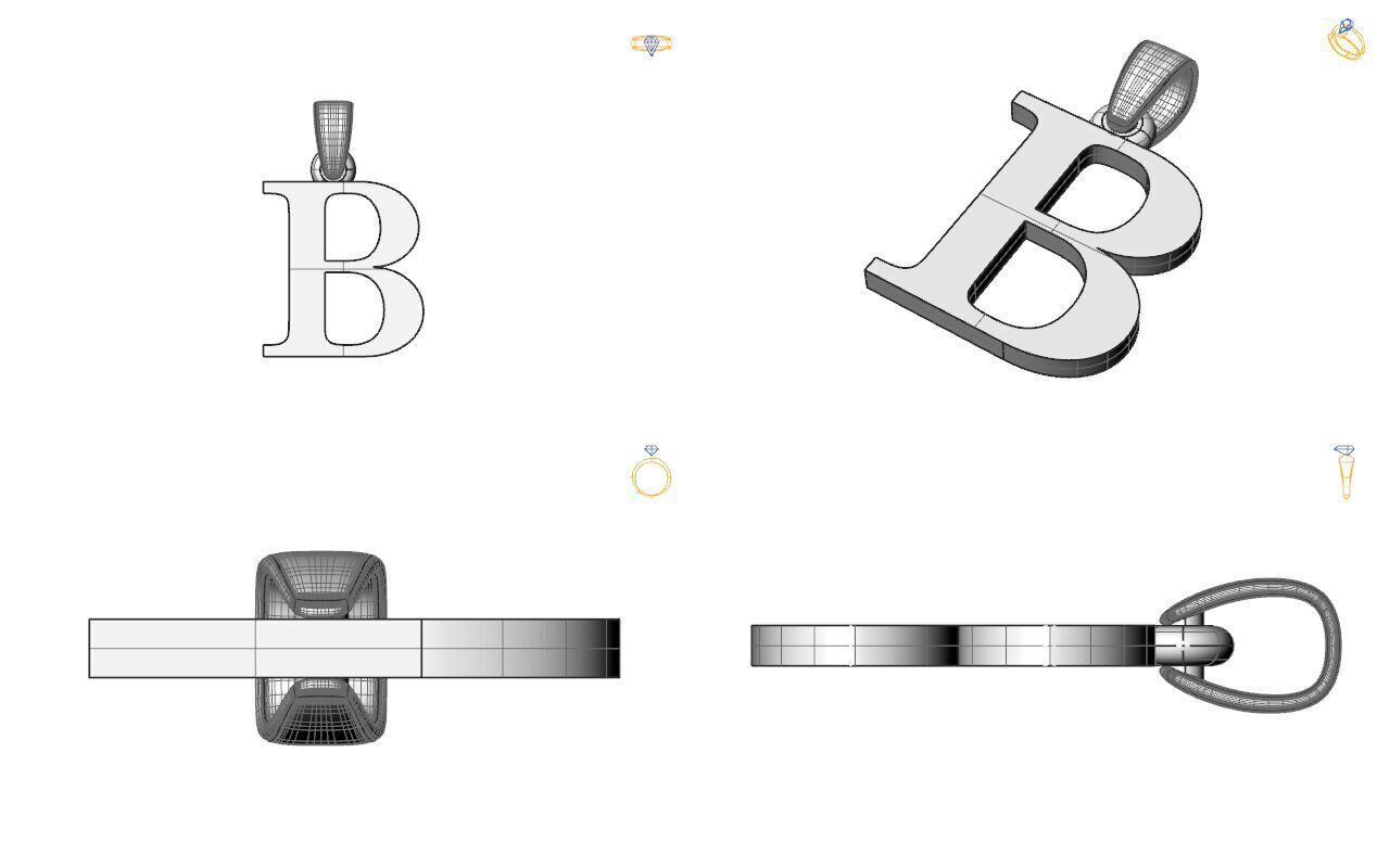 Alphabet Latin B 3D print model_2