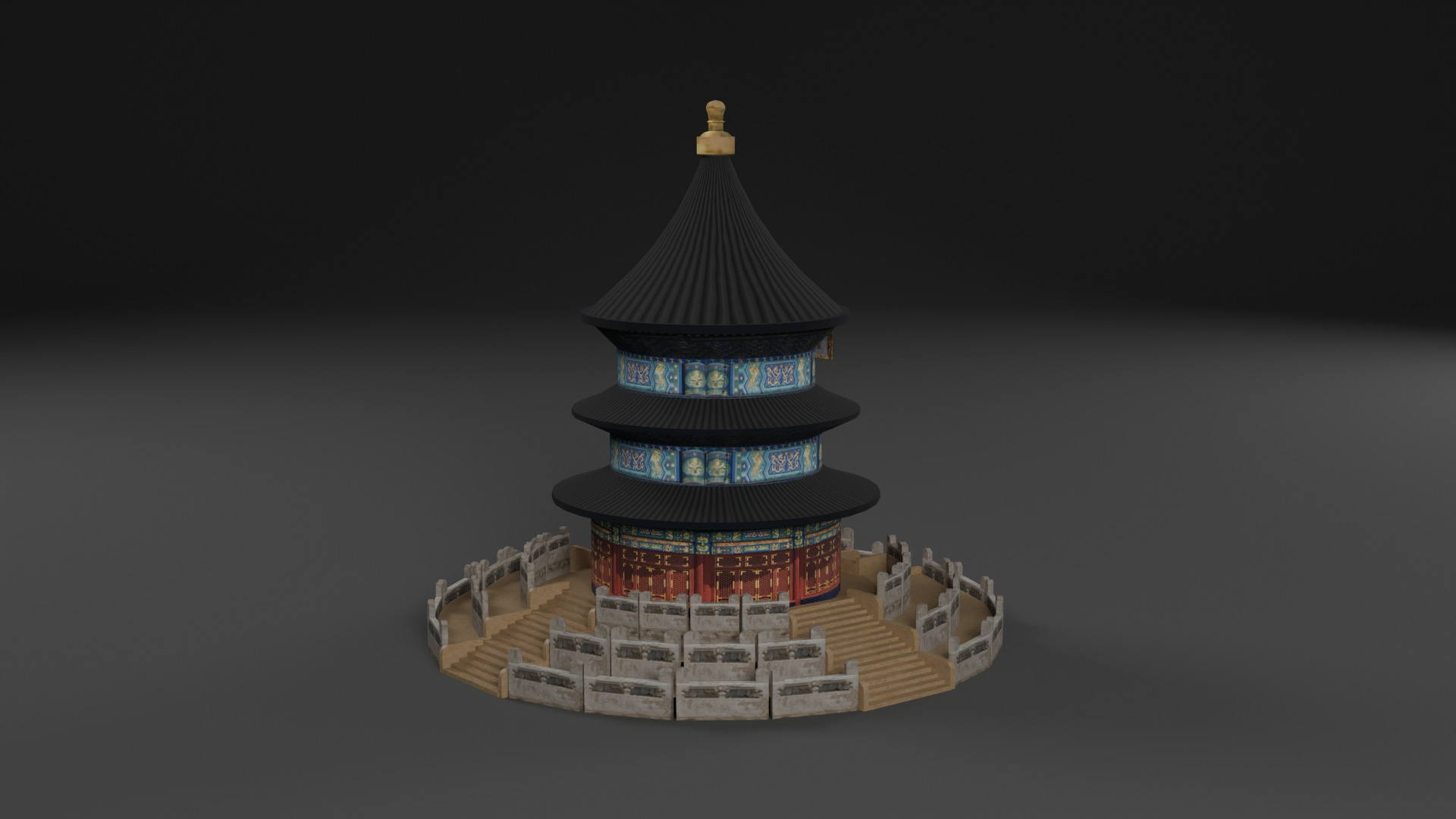 Asian Building Pack Japan China Korea Low-poly 3D model_14