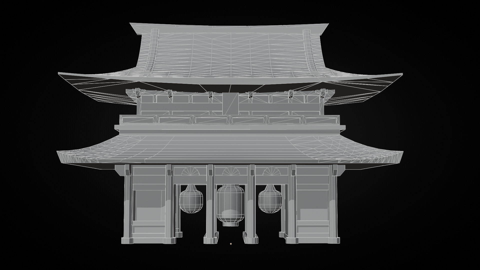Asian Building Pack Japan China Korea Low-poly 3D model_8