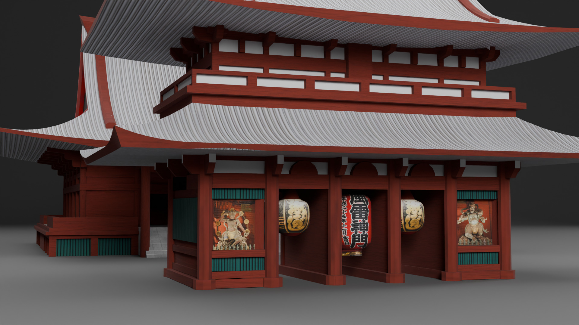 Asian Building Pack Japan China Korea Low-poly 3D model_12