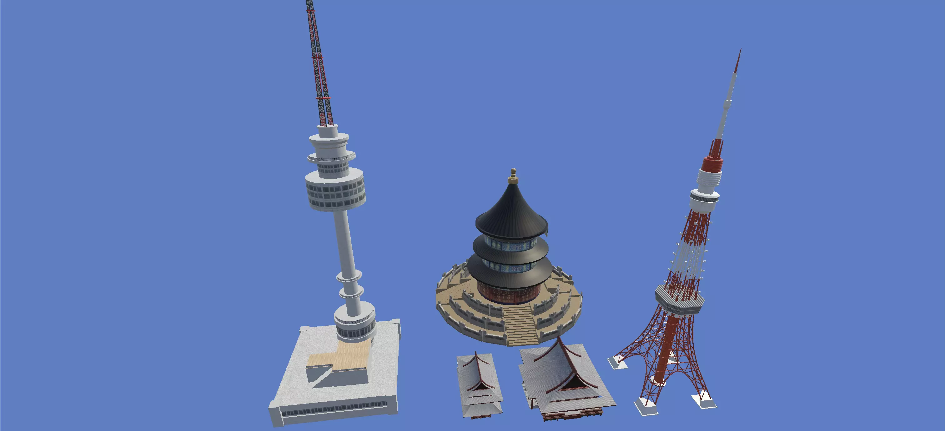 Asian Building Pack Japan China Korea Low-poly 3D model_0