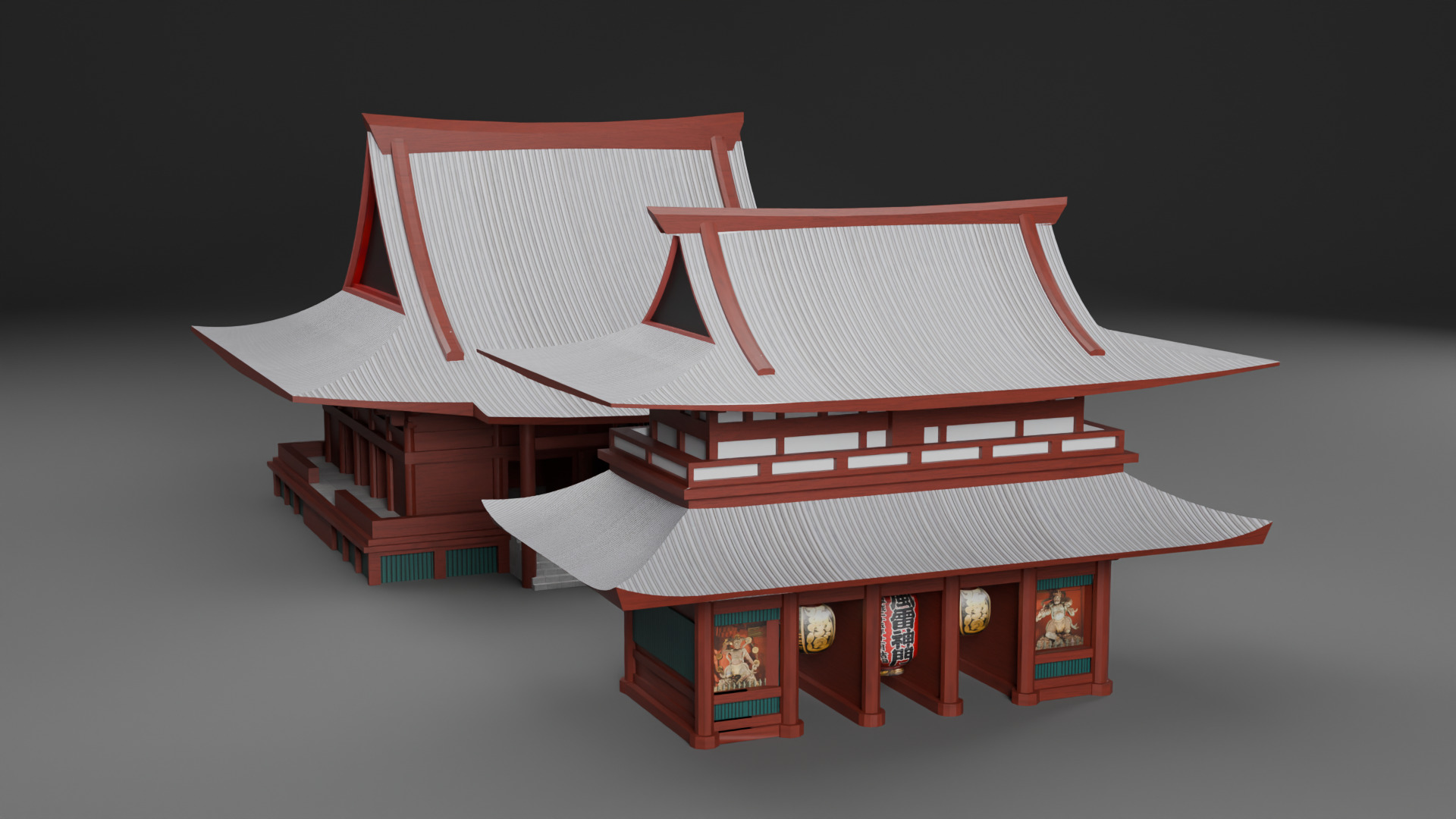 Asian Building Pack Japan China Korea Low-poly 3D model_15