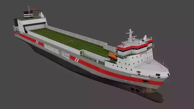 Ro-Ro Cargo vessel Low-poly 3D model