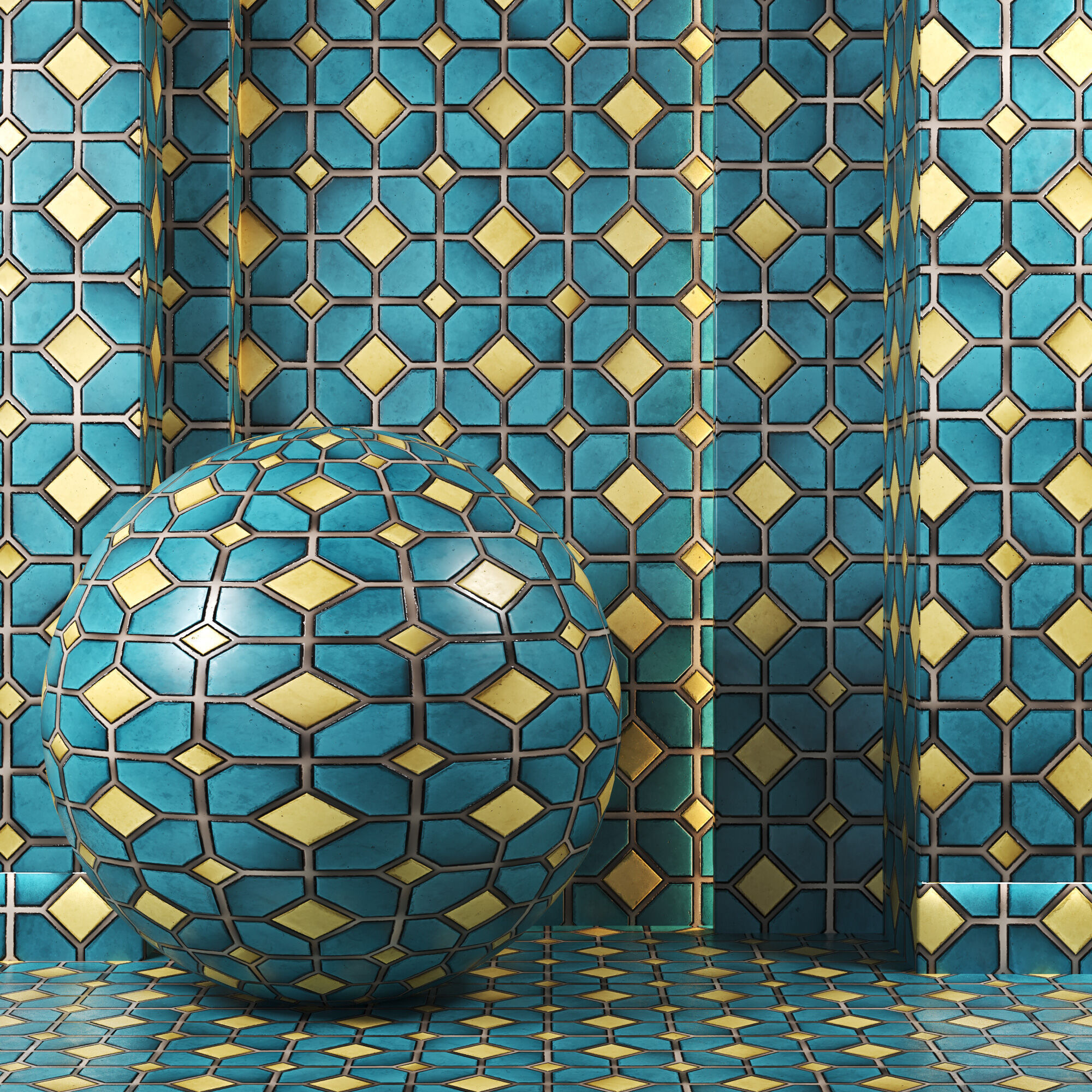 4K Mosaic Tiles Textures Set 01 - PBR Ready Texture_2