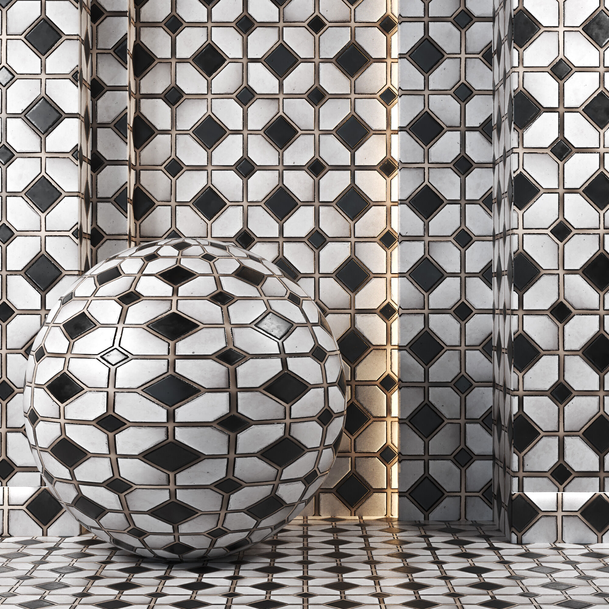4K Mosaic Tiles Textures Set 01 - PBR Ready Texture_1