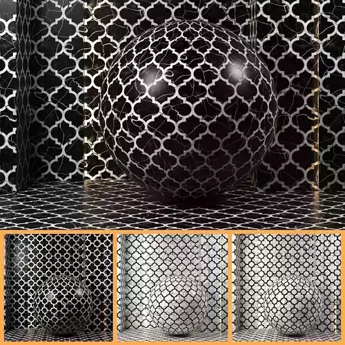 4K Marble texture Ornamental Tile Set - 4 Colors - PBR Seamless