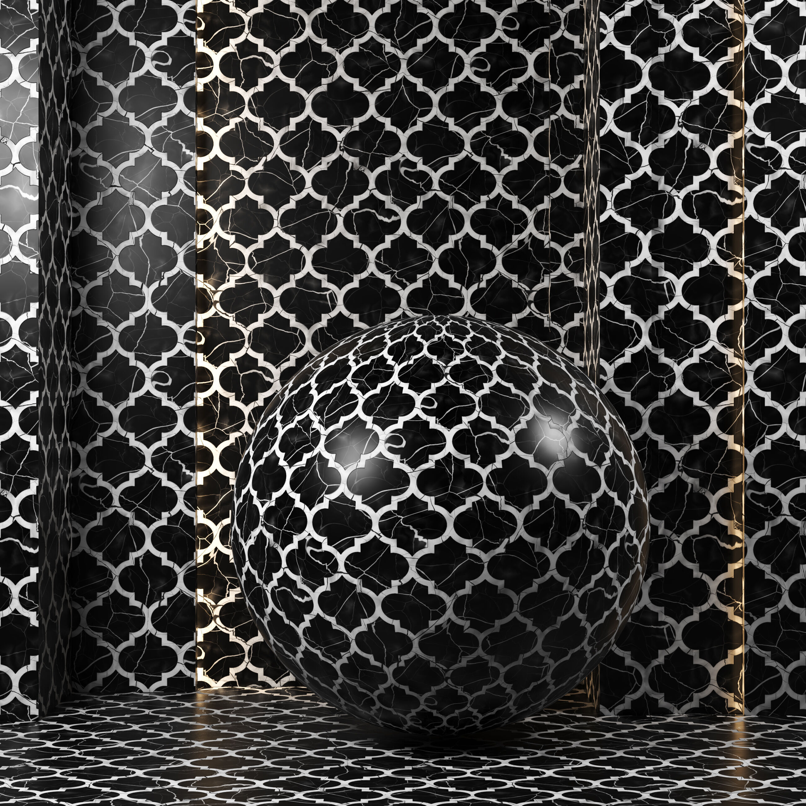 4K Marble texture Ornamental Tile Set - 4 Colors - PBR Seamless Texture_1