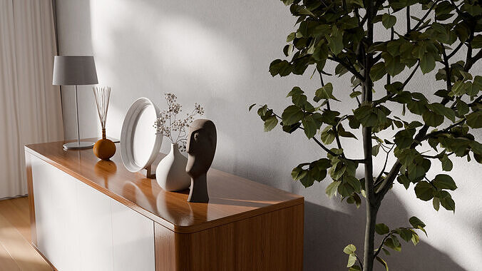 Living Room Props with Cabinet 3D model 2