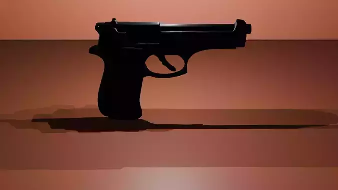 Realistic 3D Pistol Silhouette with Dramatic Lighting