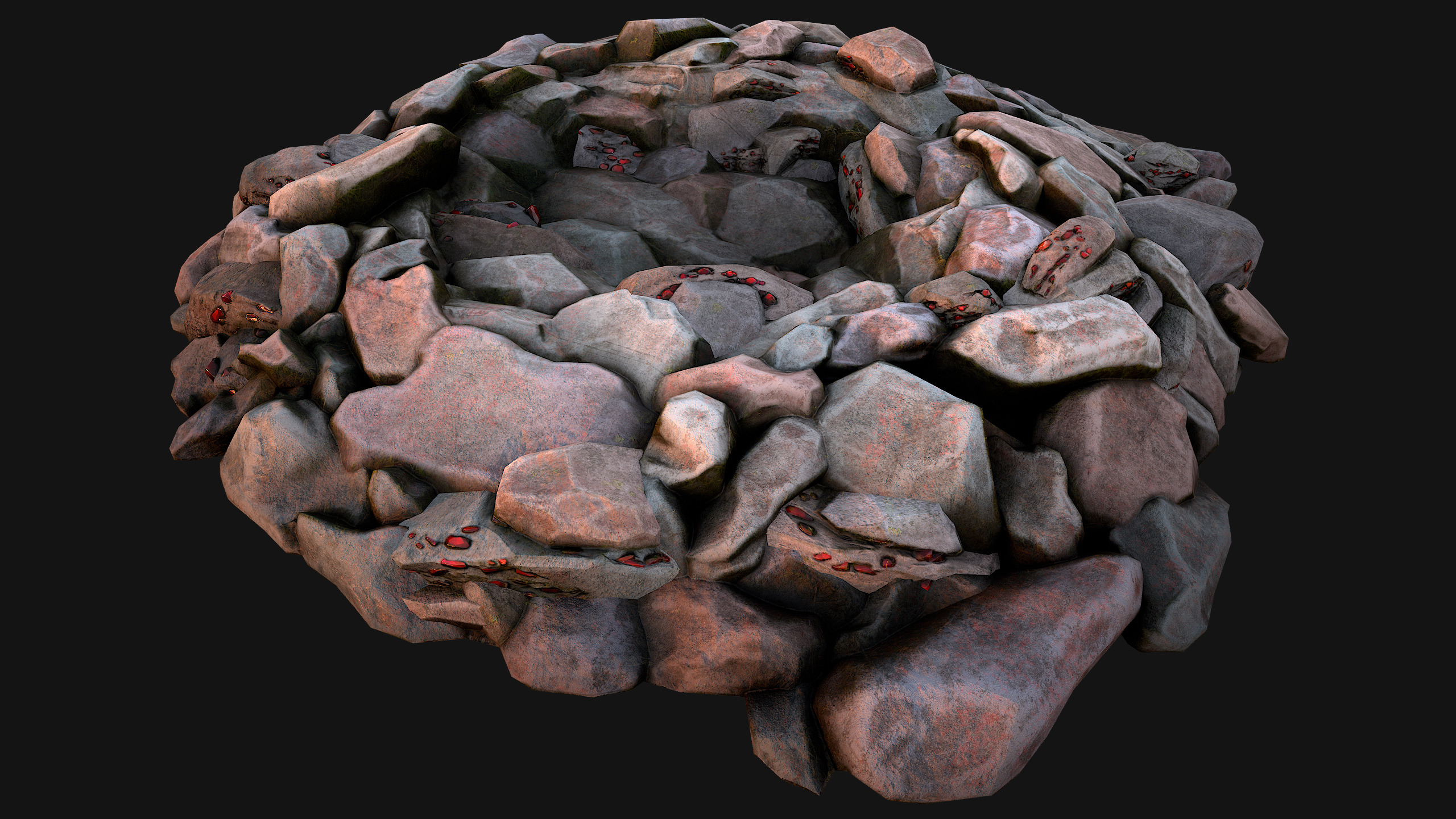 Medieval GemStone Mineral Ore Mine Low-poly 3D model_9