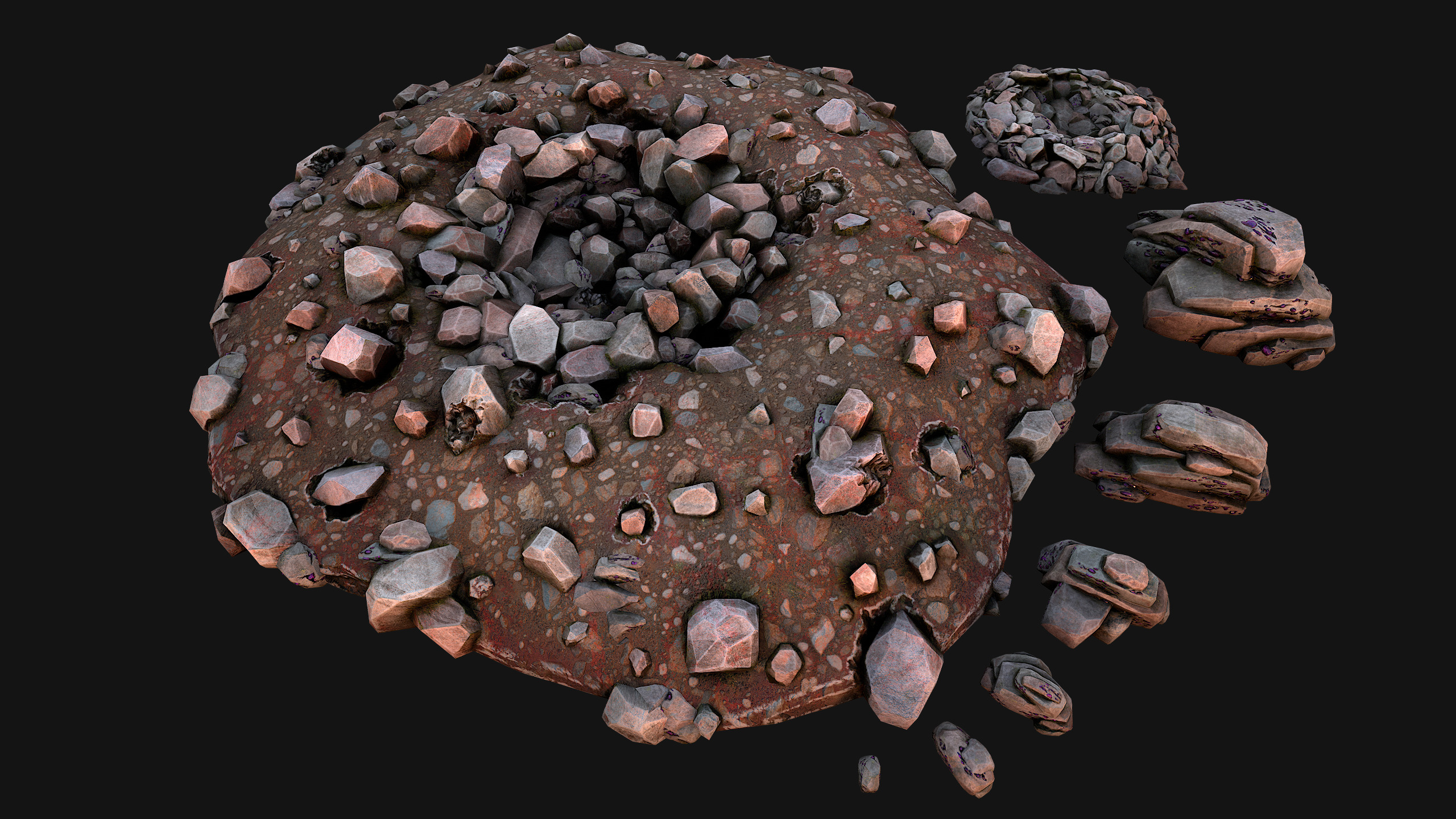 Medieval GemStone Mineral Ore Mine Low-poly 3D model_30