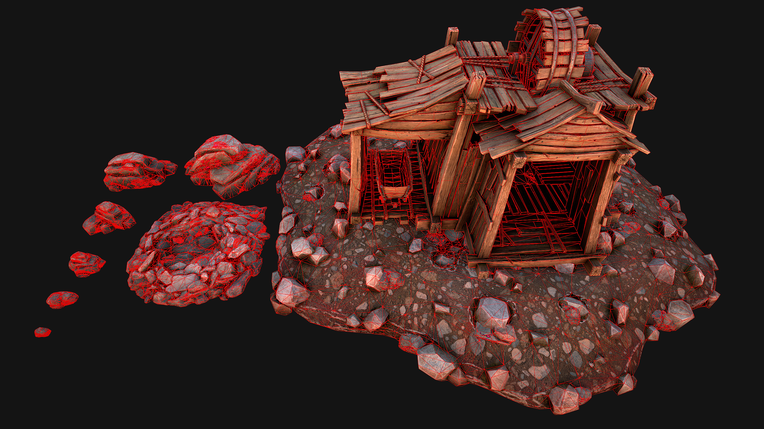 Medieval GemStone Mineral Ore Mine Low-poly 3D model_3