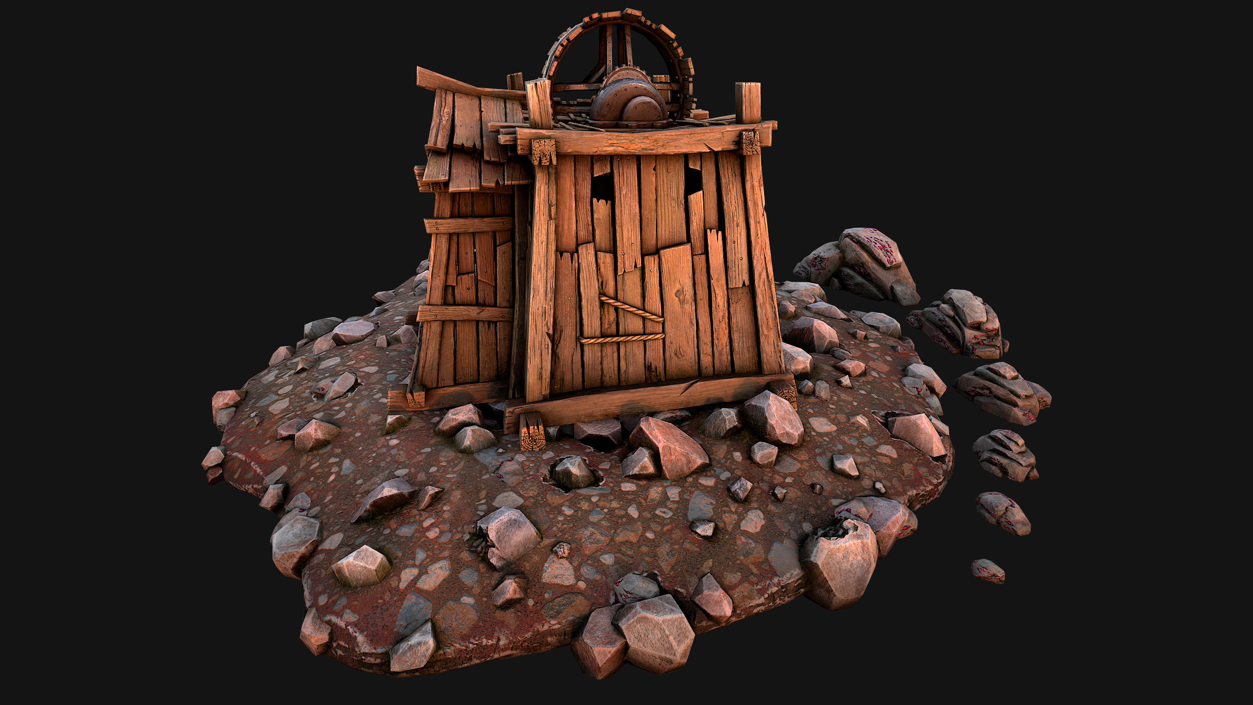 Medieval GemStone Mineral Ore Mine Low-poly 3D model_26