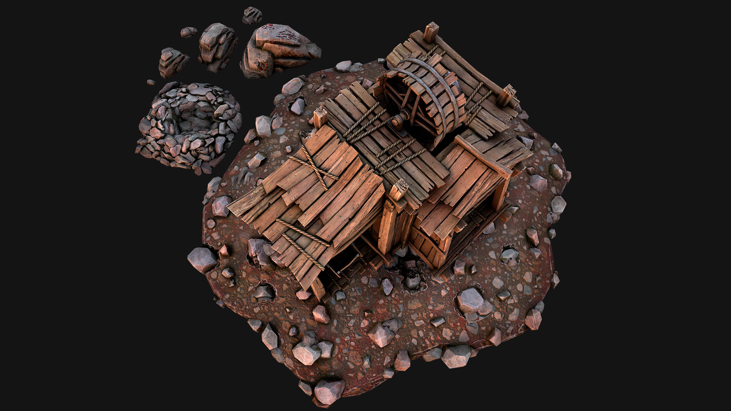 Medieval GemStone Mineral Ore Mine Low-poly 3D model_31