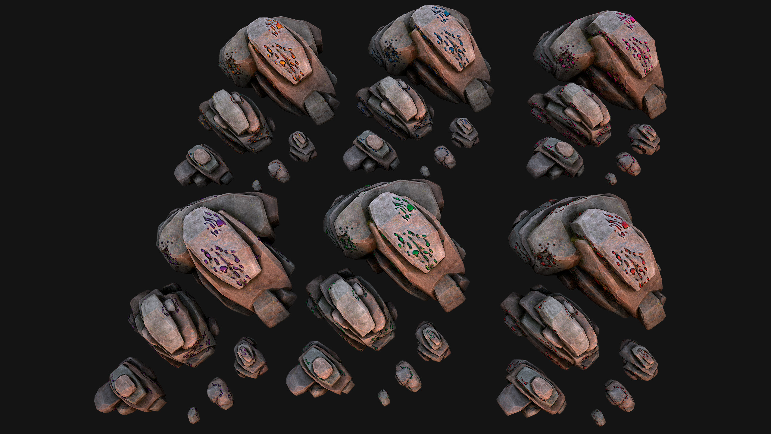 Medieval GemStone Mineral Ore Mine Low-poly 3D model_6