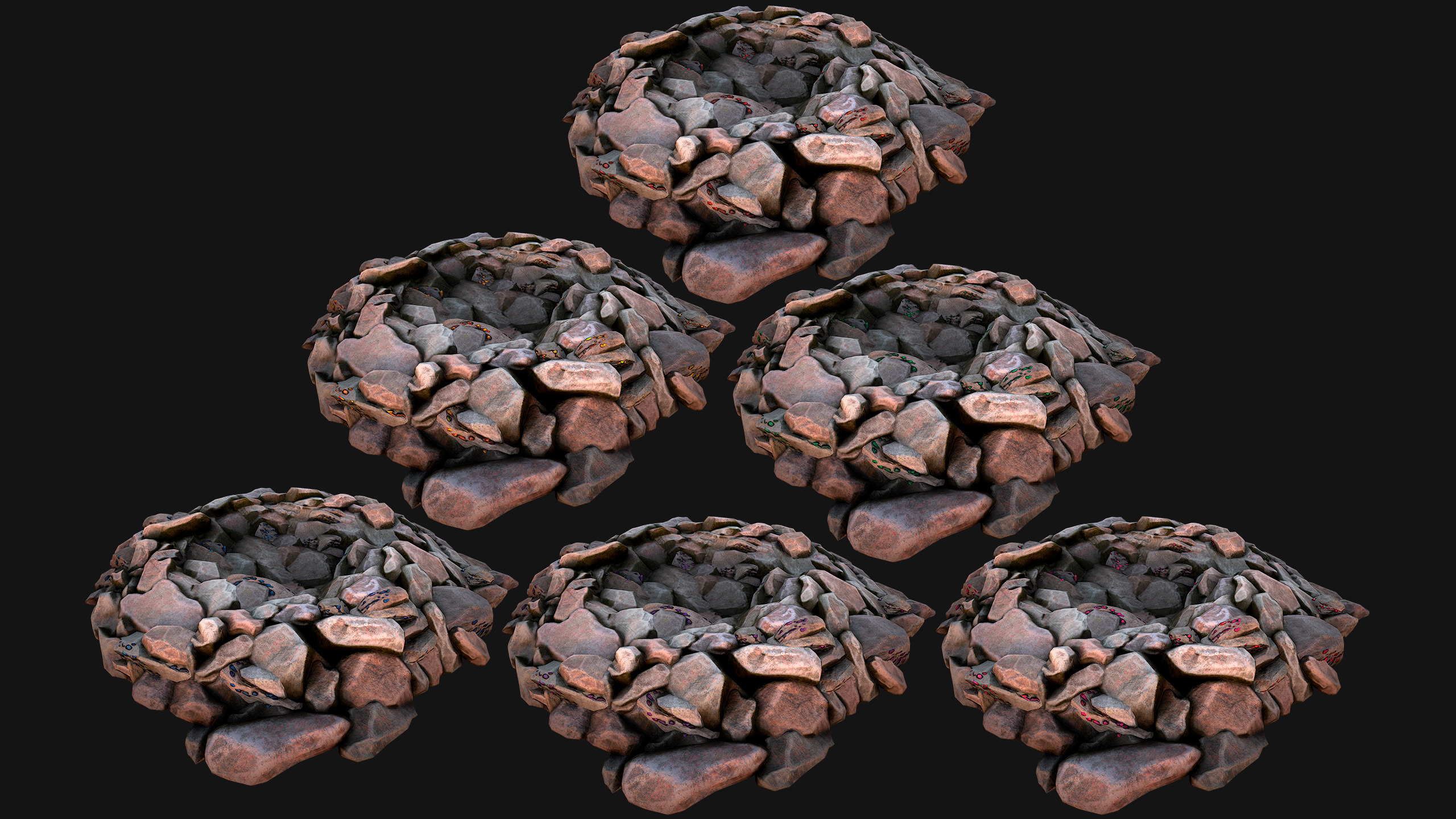 Medieval GemStone Mineral Ore Mine Low-poly 3D model_8