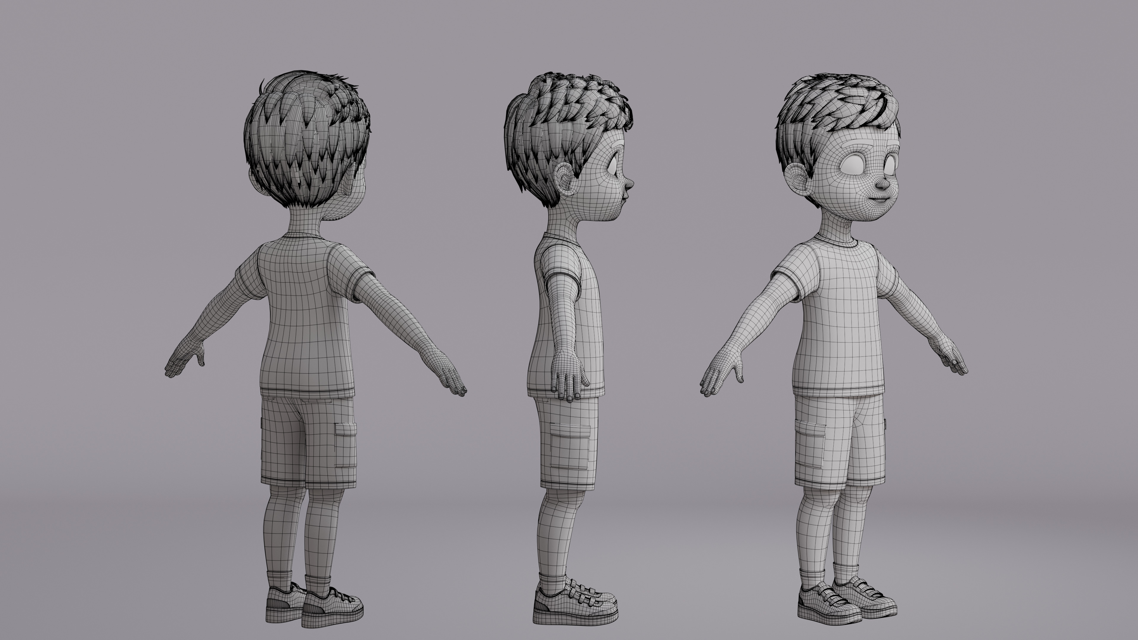 Cartoon Boy Rig Low-poly 3D model_31