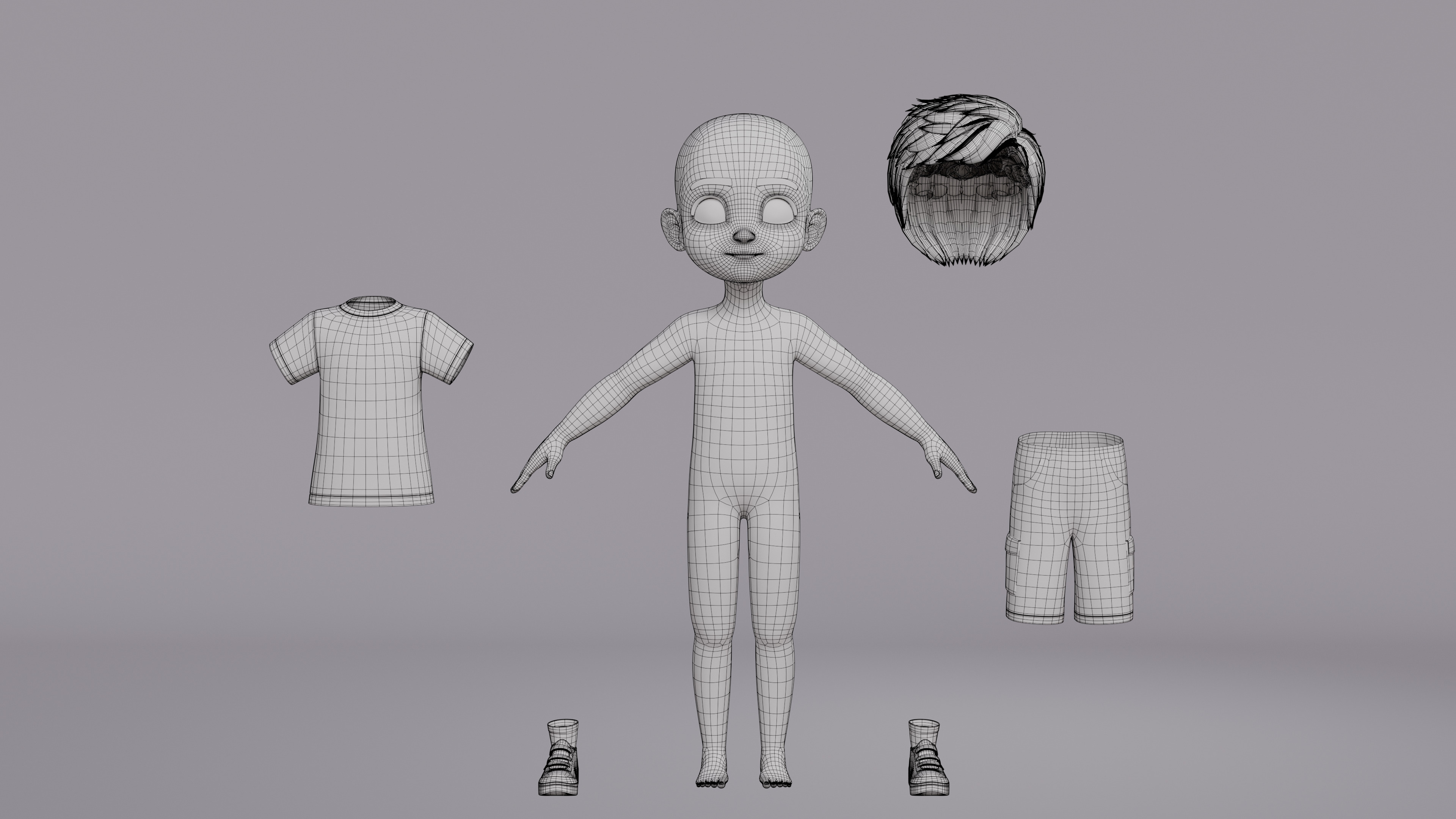 Cartoon Boy Rig Low-poly 3D model_20