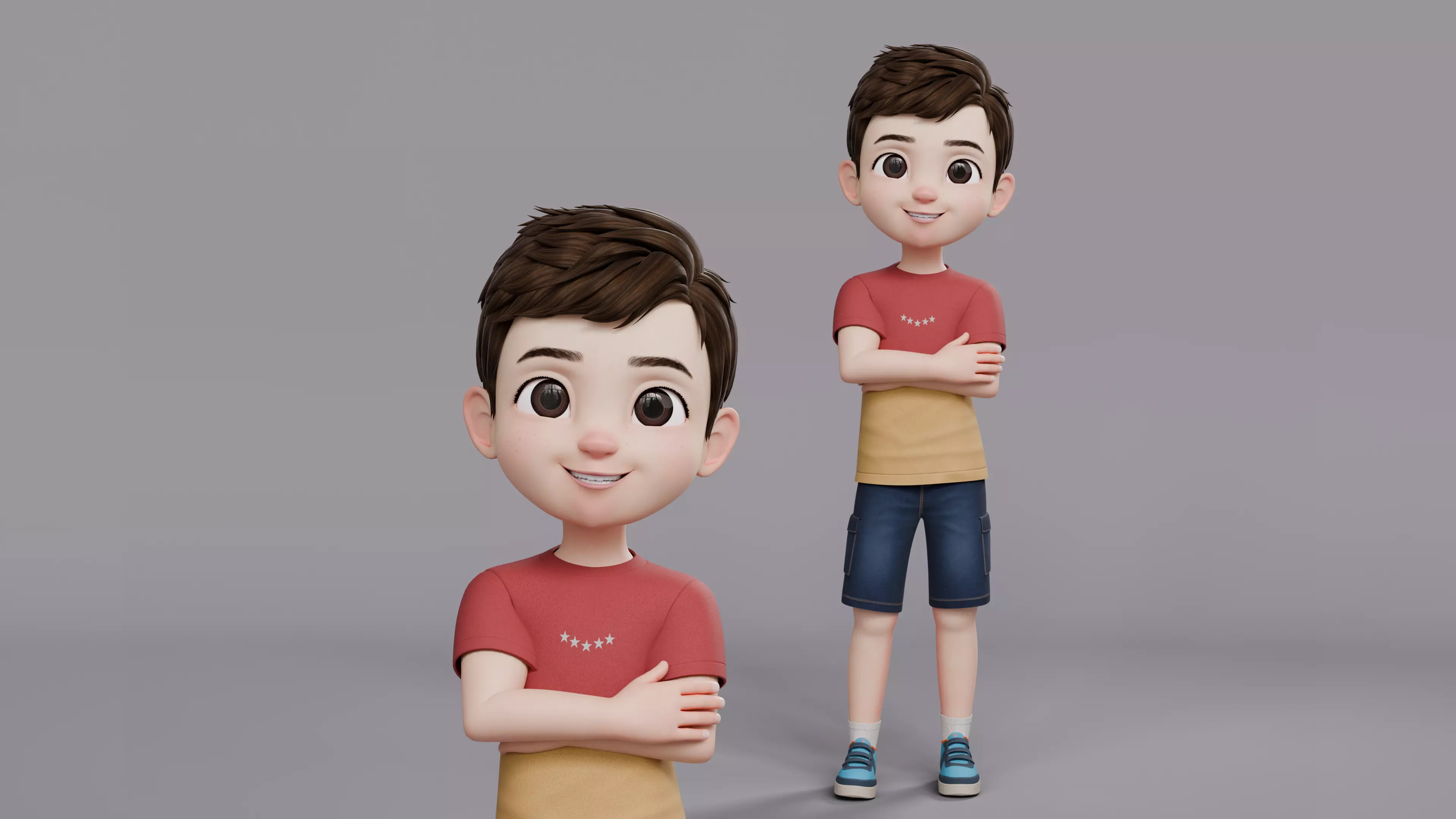 Cartoon Boy Rig Low-poly 3D model_0