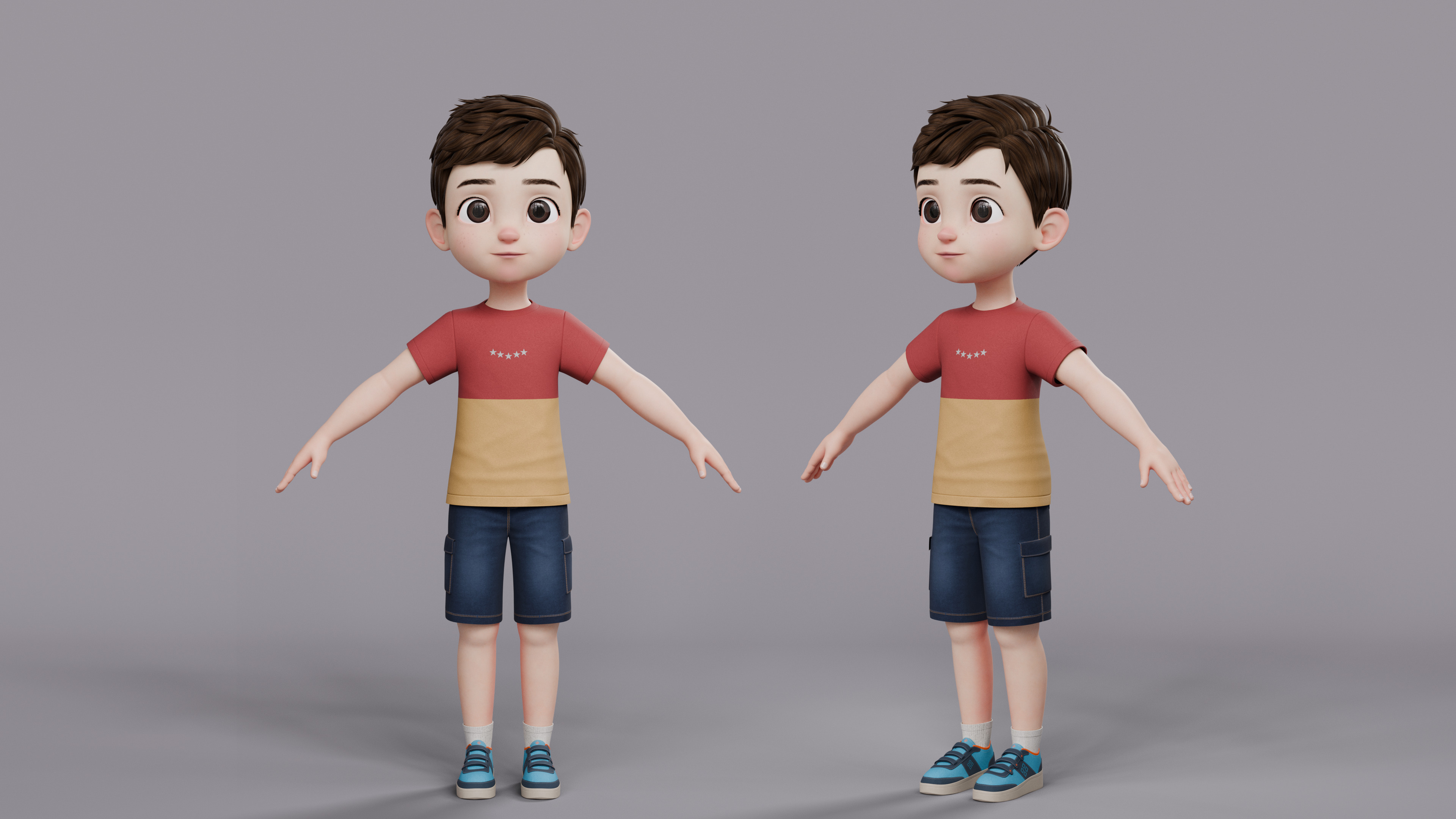Cartoon Boy Rig Low-poly 3D model_5