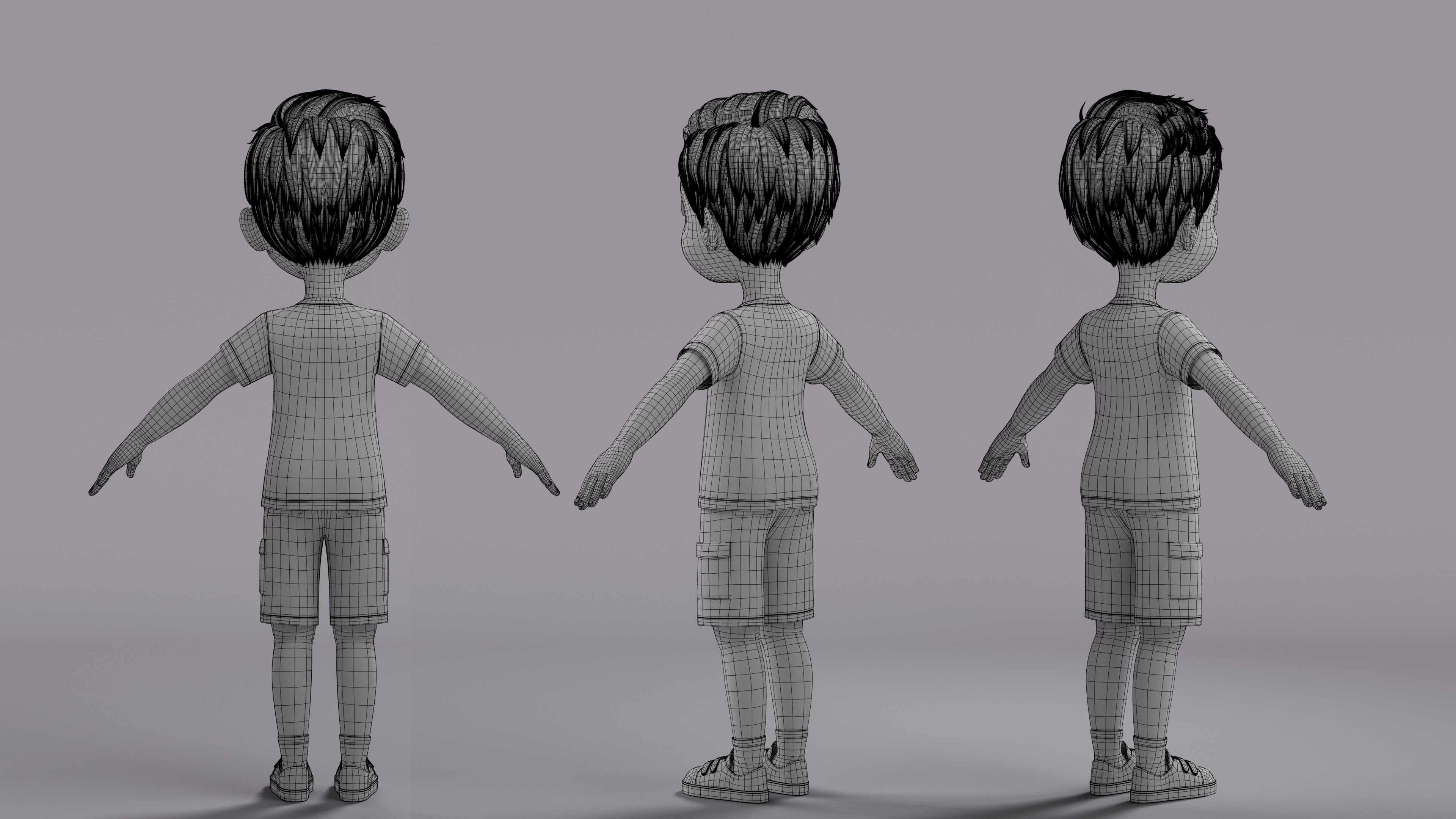 Cartoon Boy Rig Low-poly 3D model_25