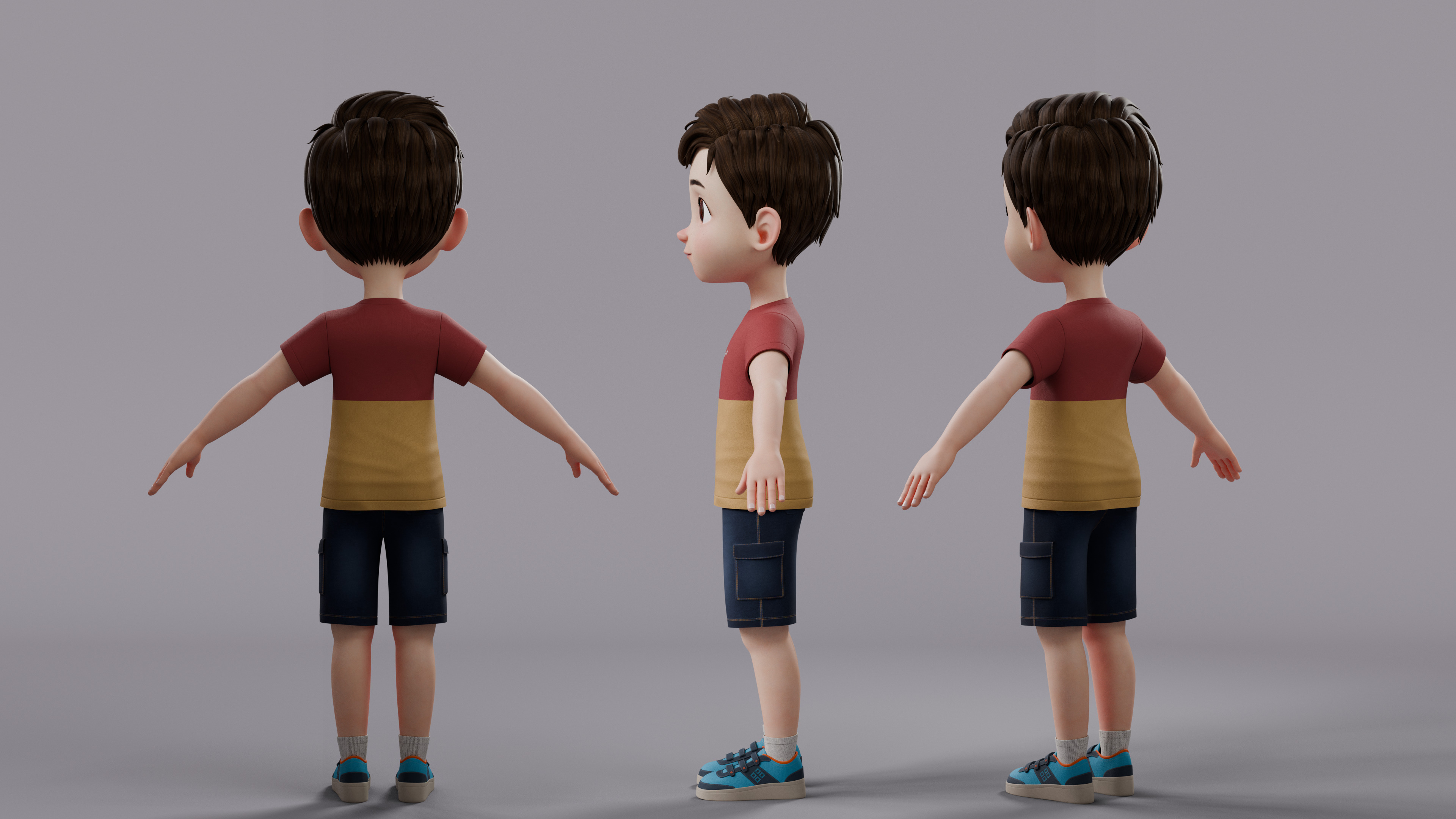 Cartoon Boy Rig Low-poly 3D model_6