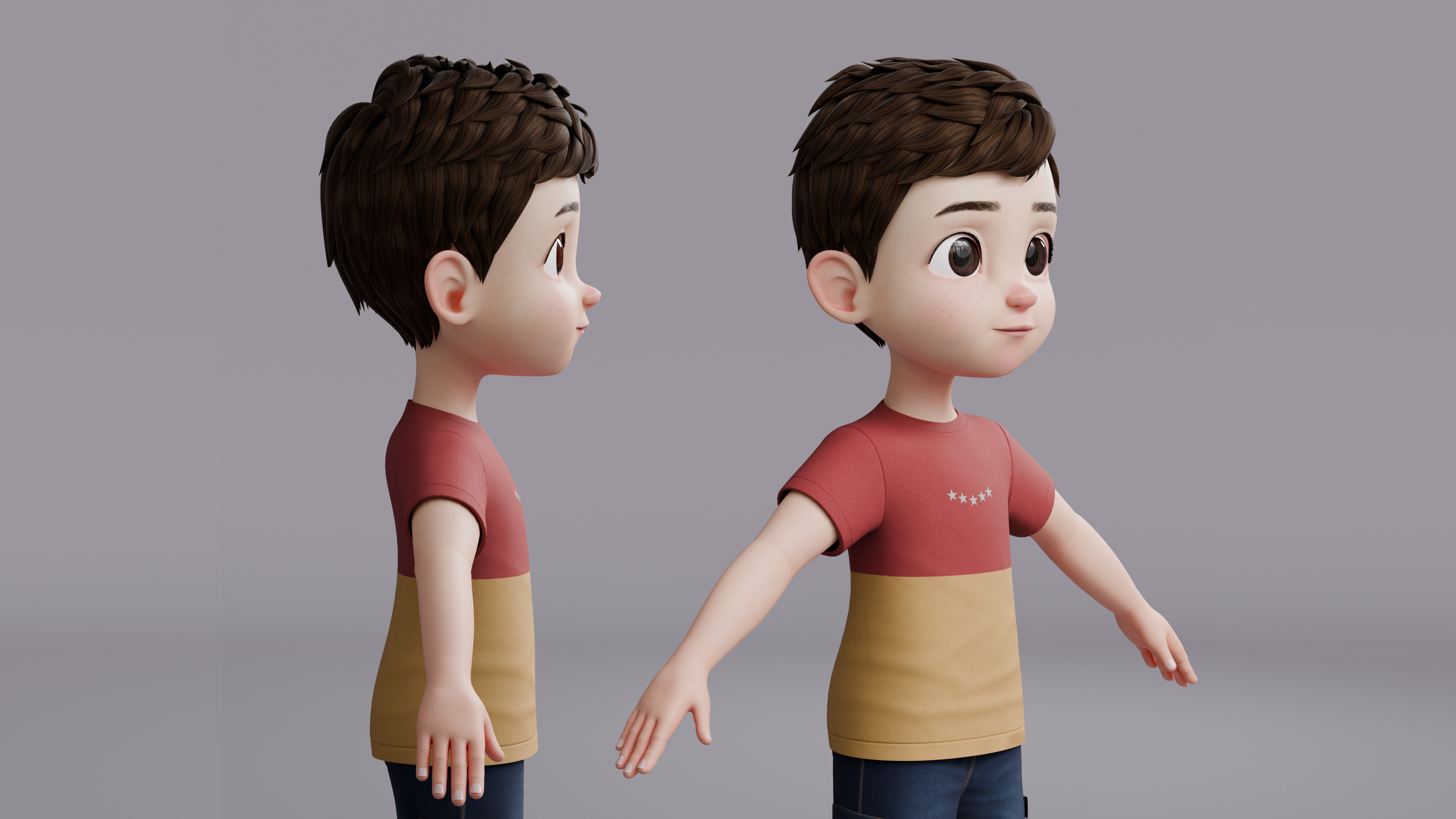 Cartoon Boy Rig Low-poly 3D model_11