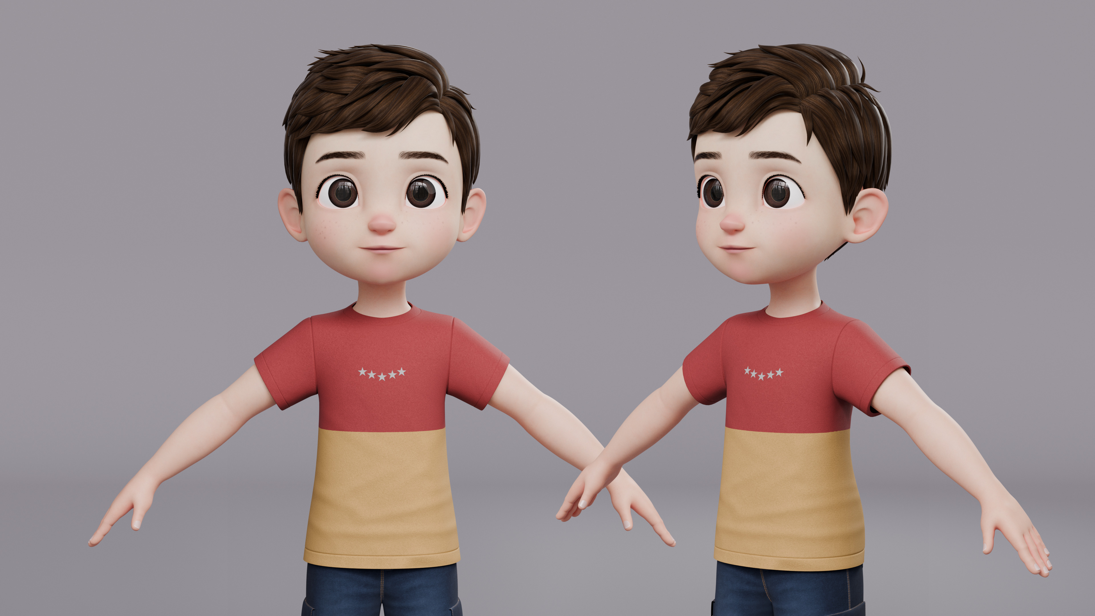Cartoon Boy Rig Low-poly 3D model_8