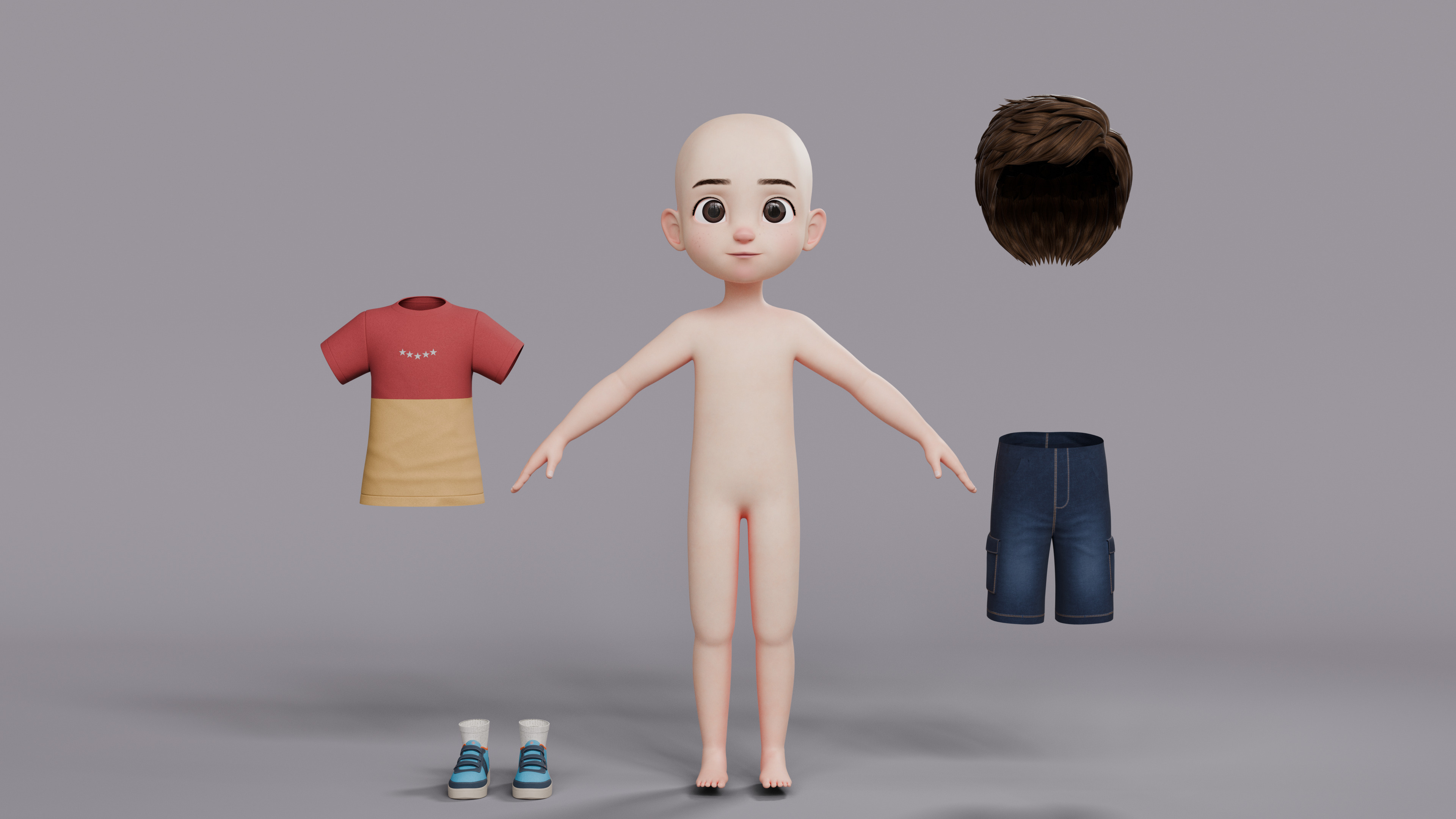 Cartoon Boy Rig Low-poly 3D model_34