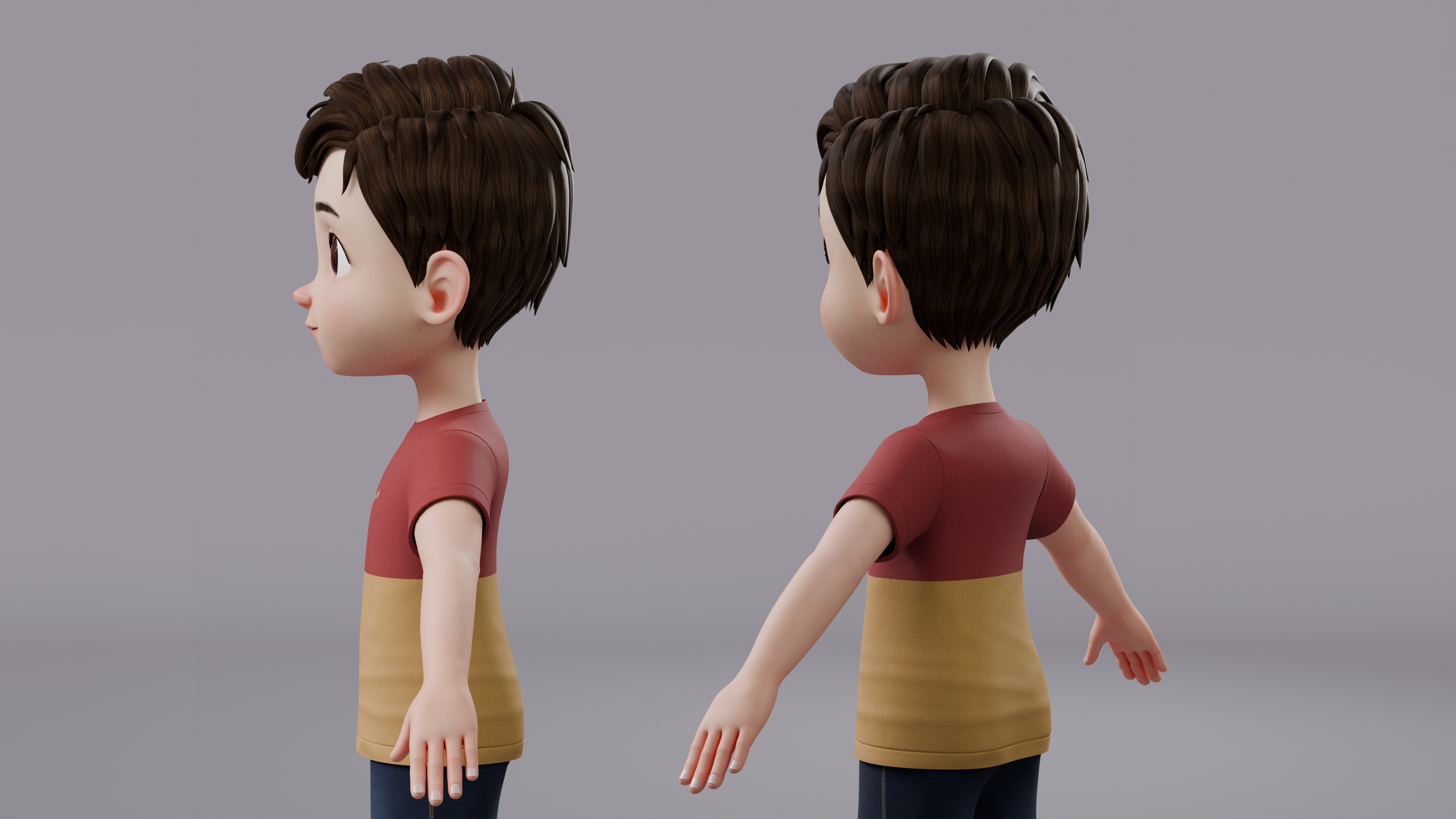 Cartoon Boy Rig Low-poly 3D model_9