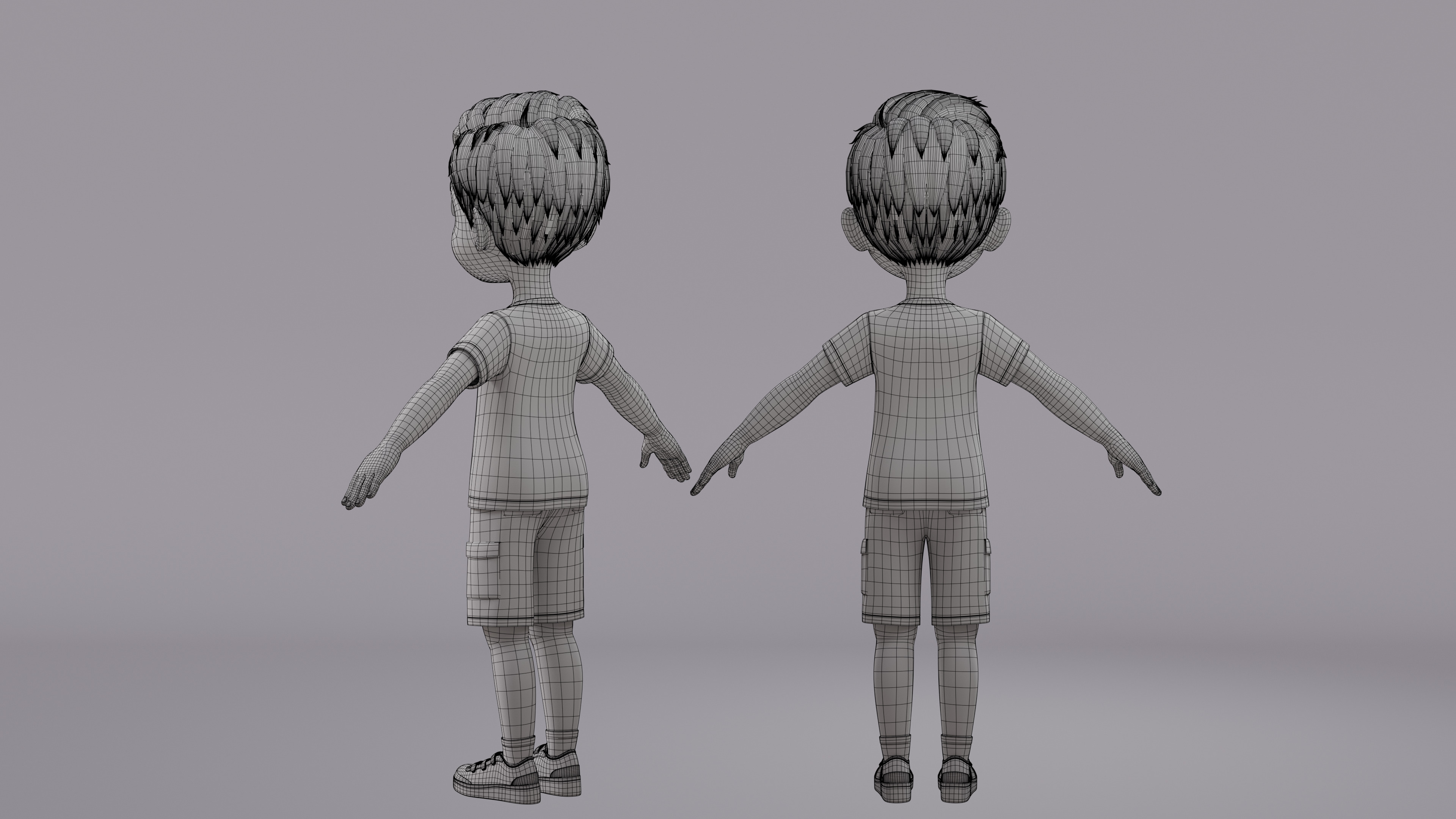 Cartoon Boy Rig Low-poly 3D model_26