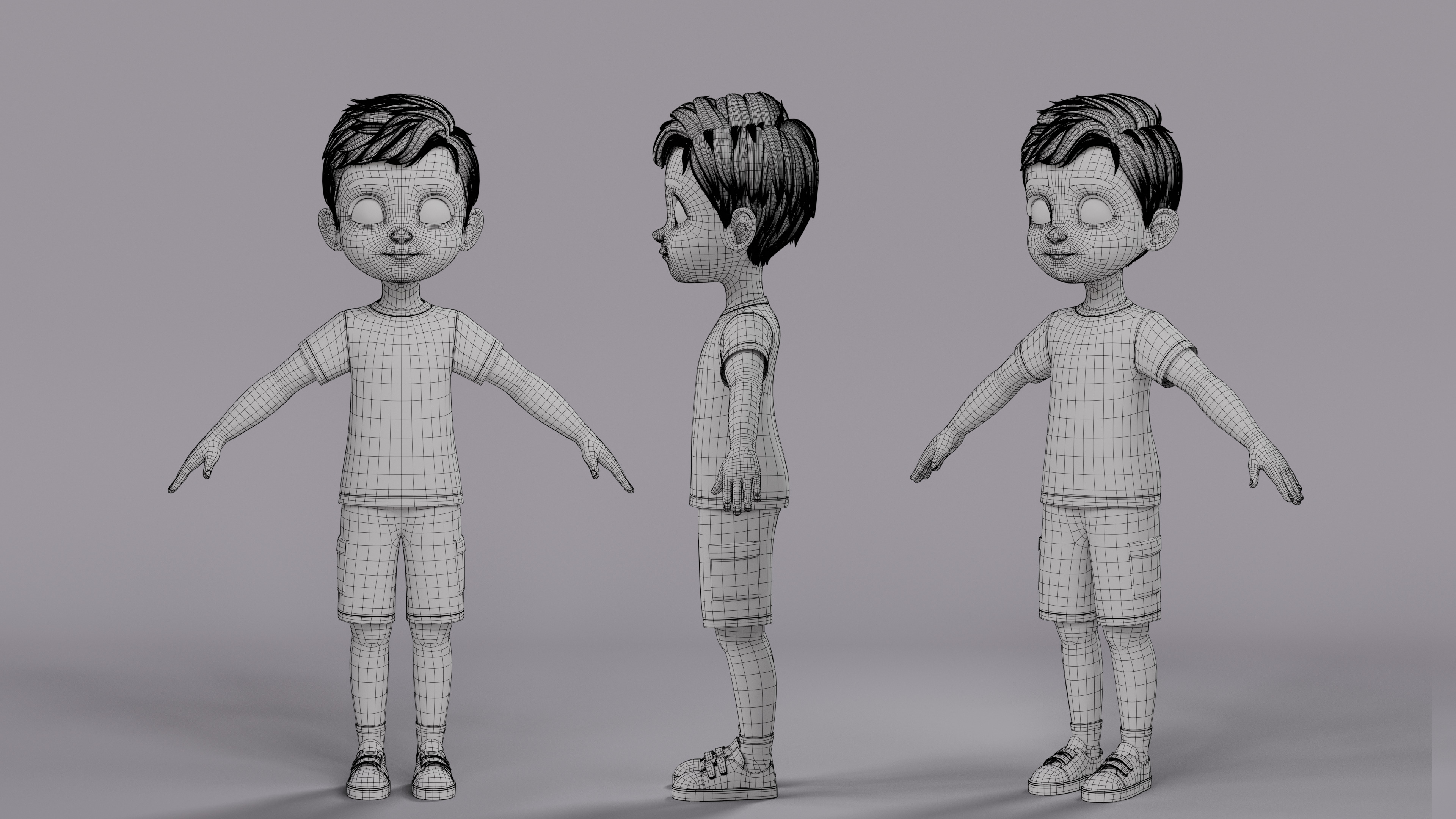 Cartoon Boy Rig Low-poly 3D model_23