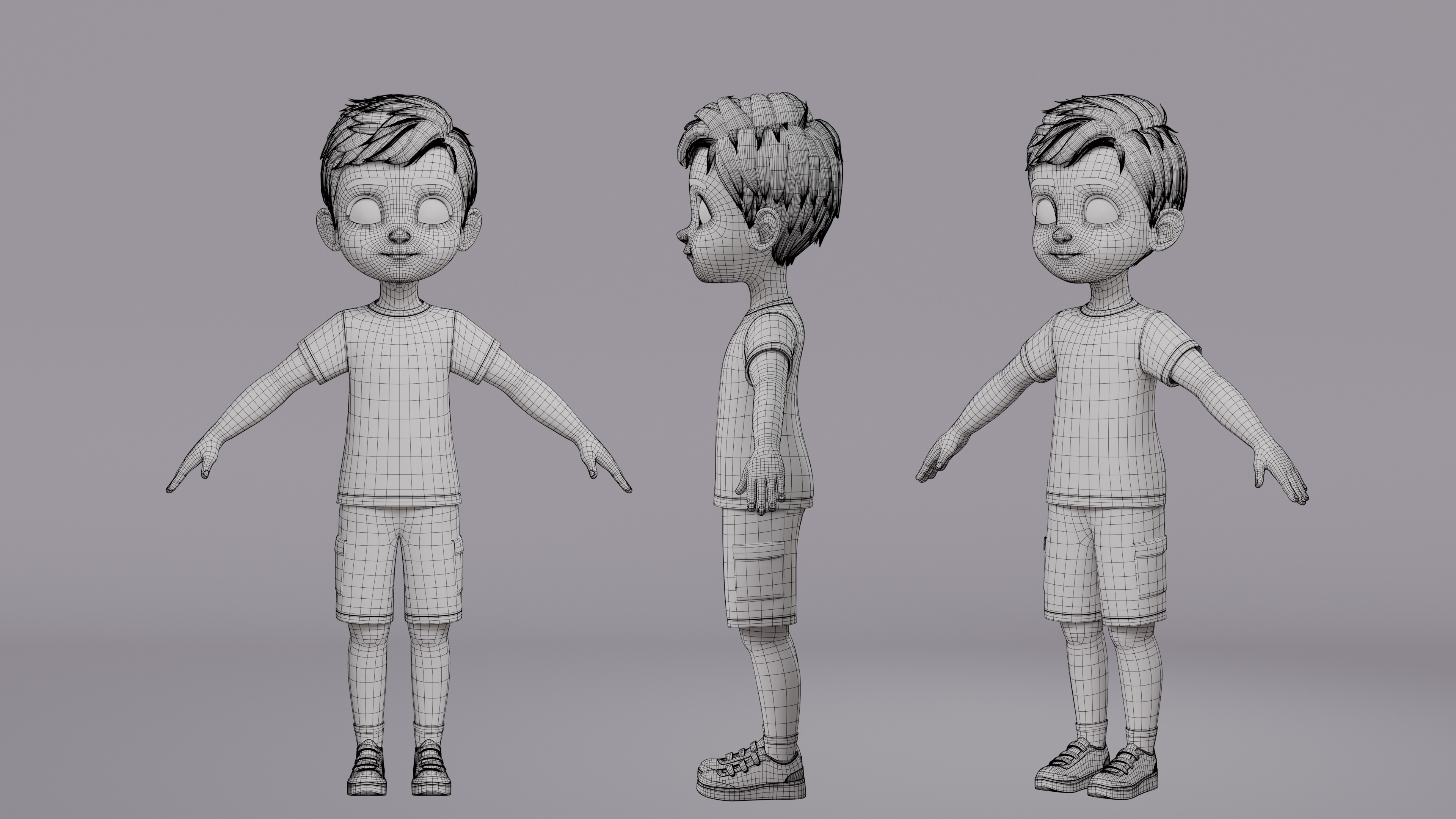Cartoon Boy Rig Low-poly 3D model_24