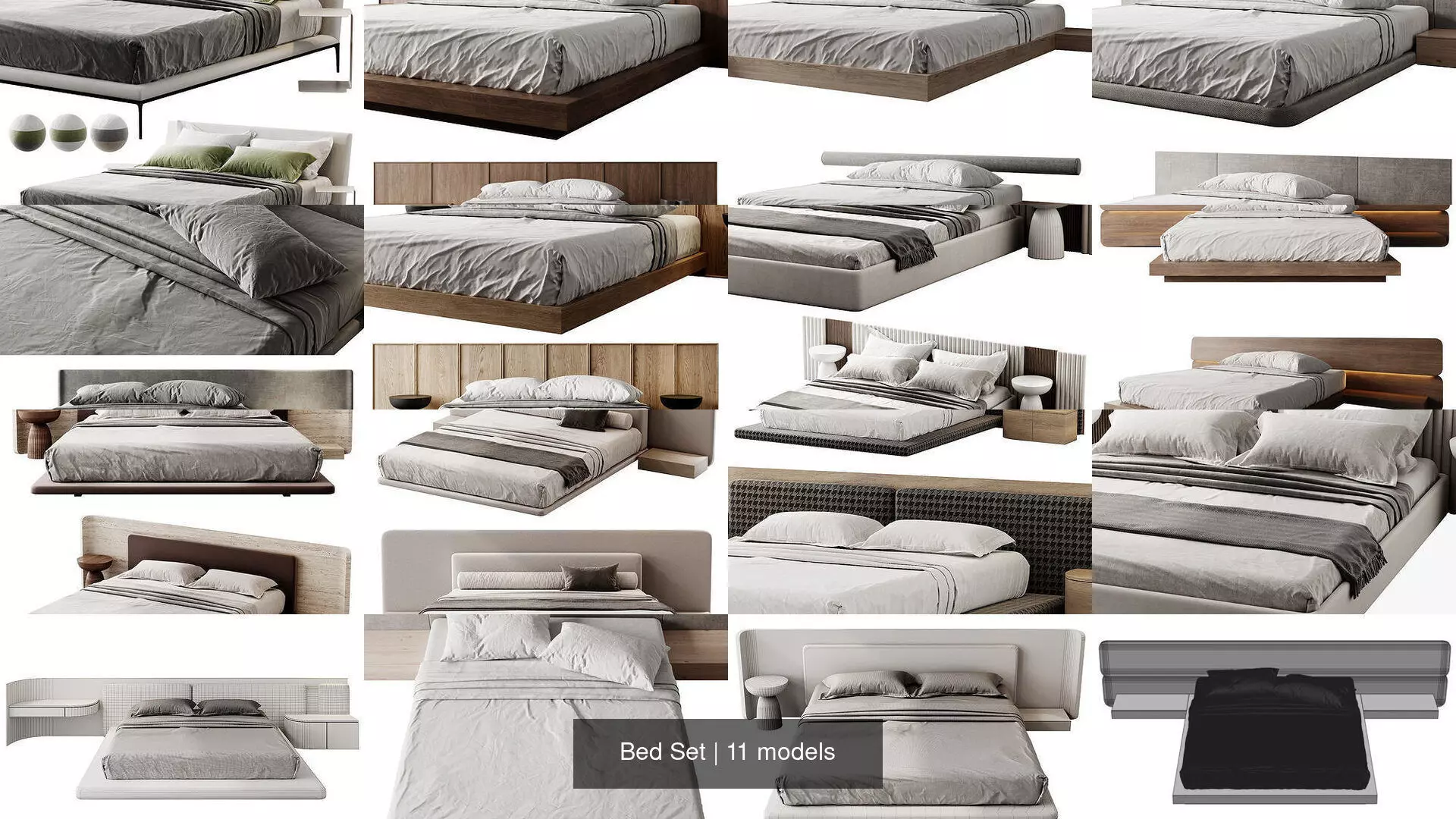 Bed Set 3D Model Collection_0