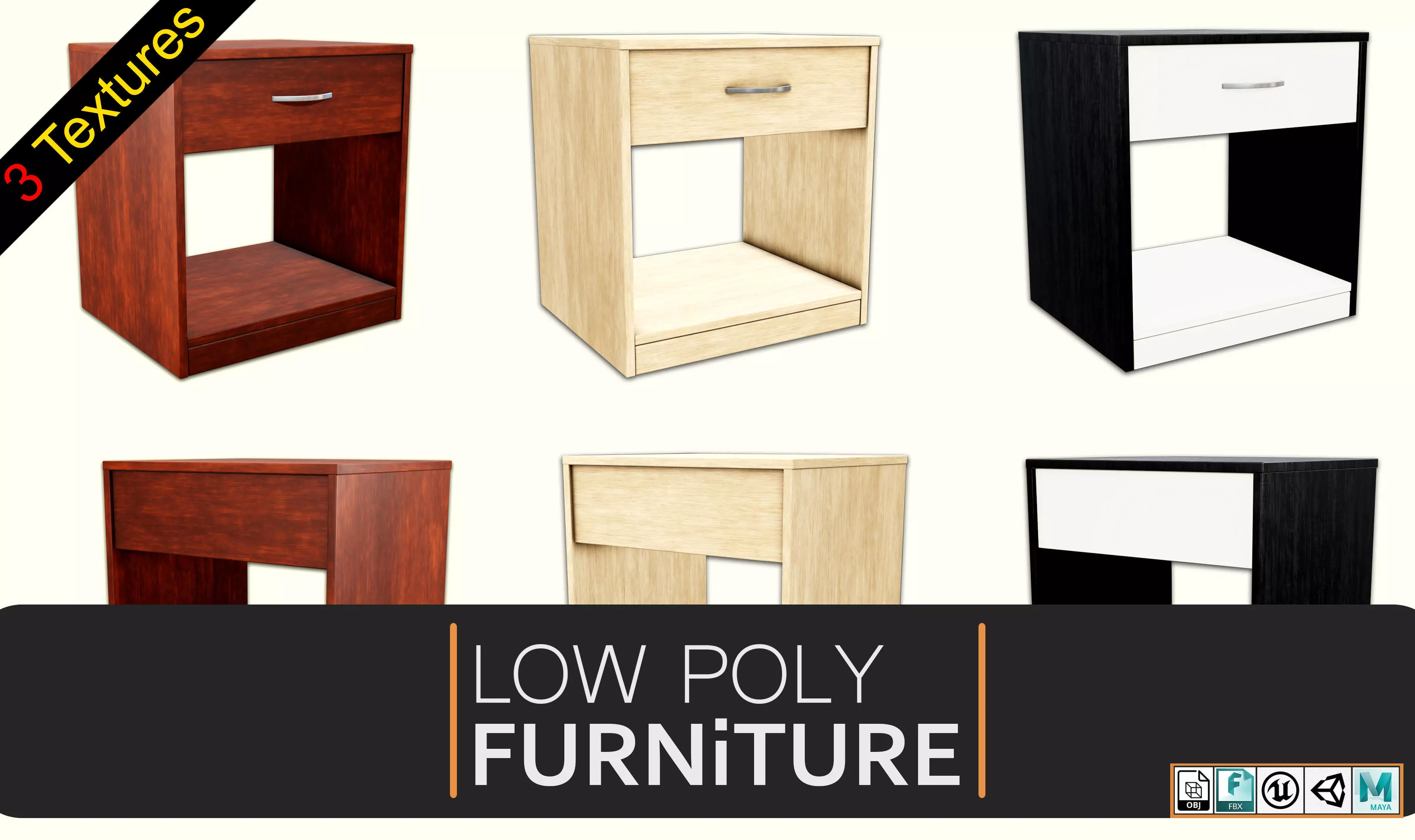 Cabinet Low-poly 3D model_0