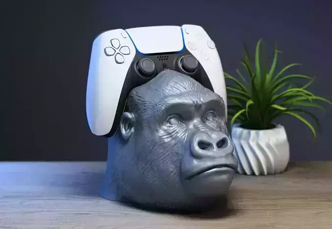 Gorilla head Ps5 controller stand 3D print model
